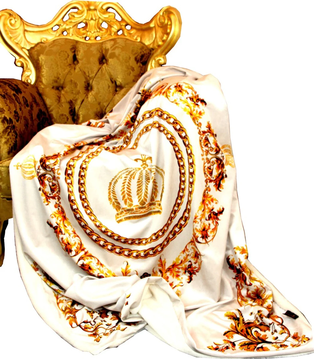 Luxury blanket Pompöös by Baroque cream / gold by Harald Glööckler with glittering stones