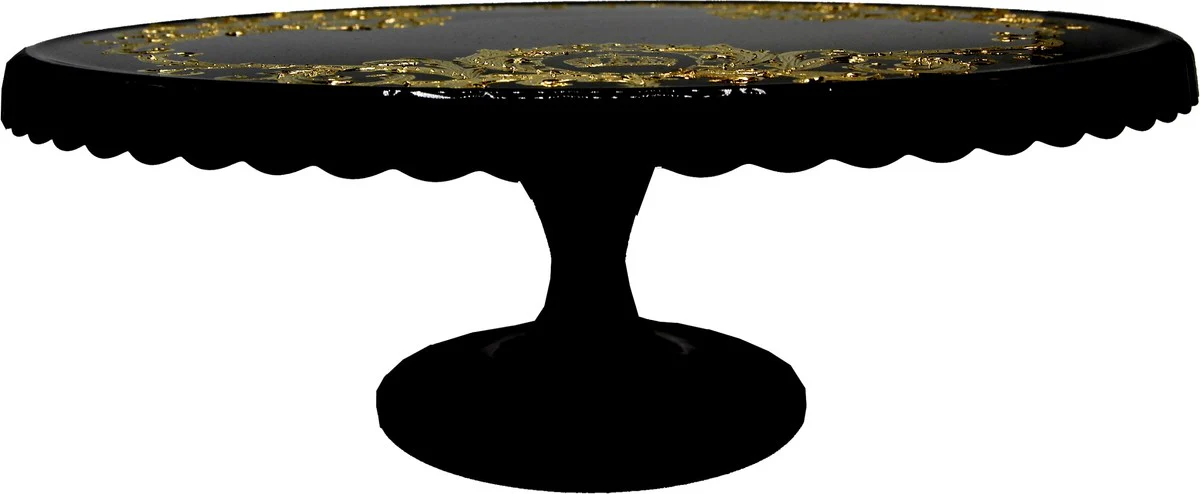 Pompöös by Luxus cake plate with 24 carat gold plating black / gold Ø 32 x H. 11.5 cm - Pompöös cake plate designed by Harald Glööckler