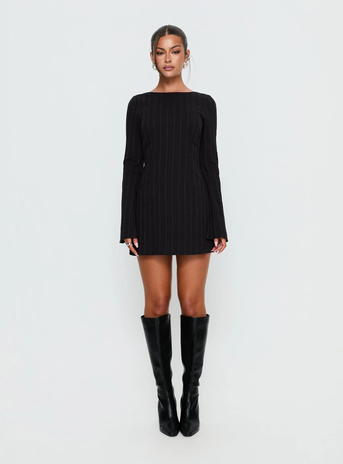 Alfalfa Long Sleeve Mini Dress Black