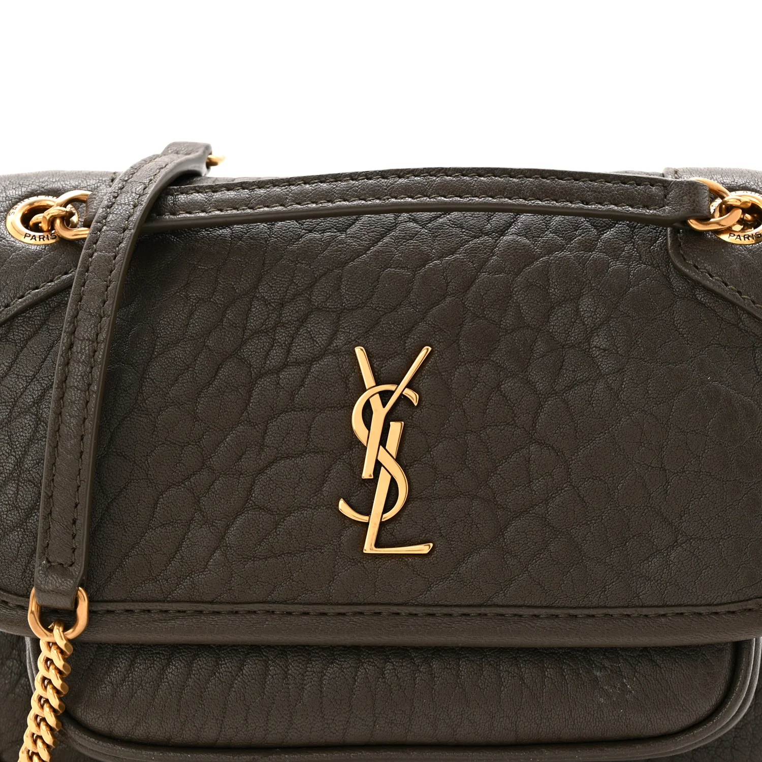 Grained Lambskin Monogram Mini Niki Chain Satchel Dark Cork - Top Club