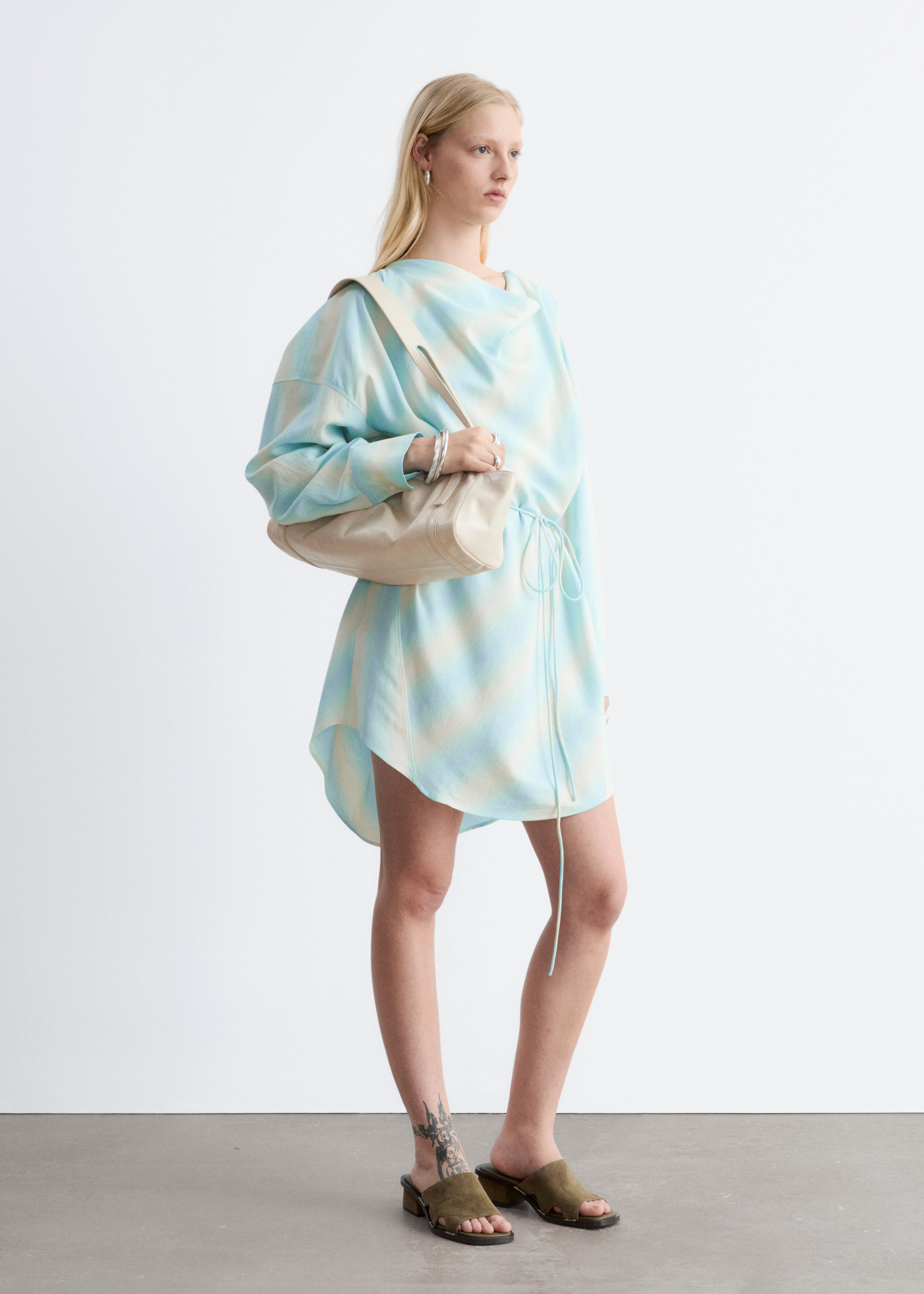 & Other Stories PRINTED COWL-NECK MIDI DRESS
