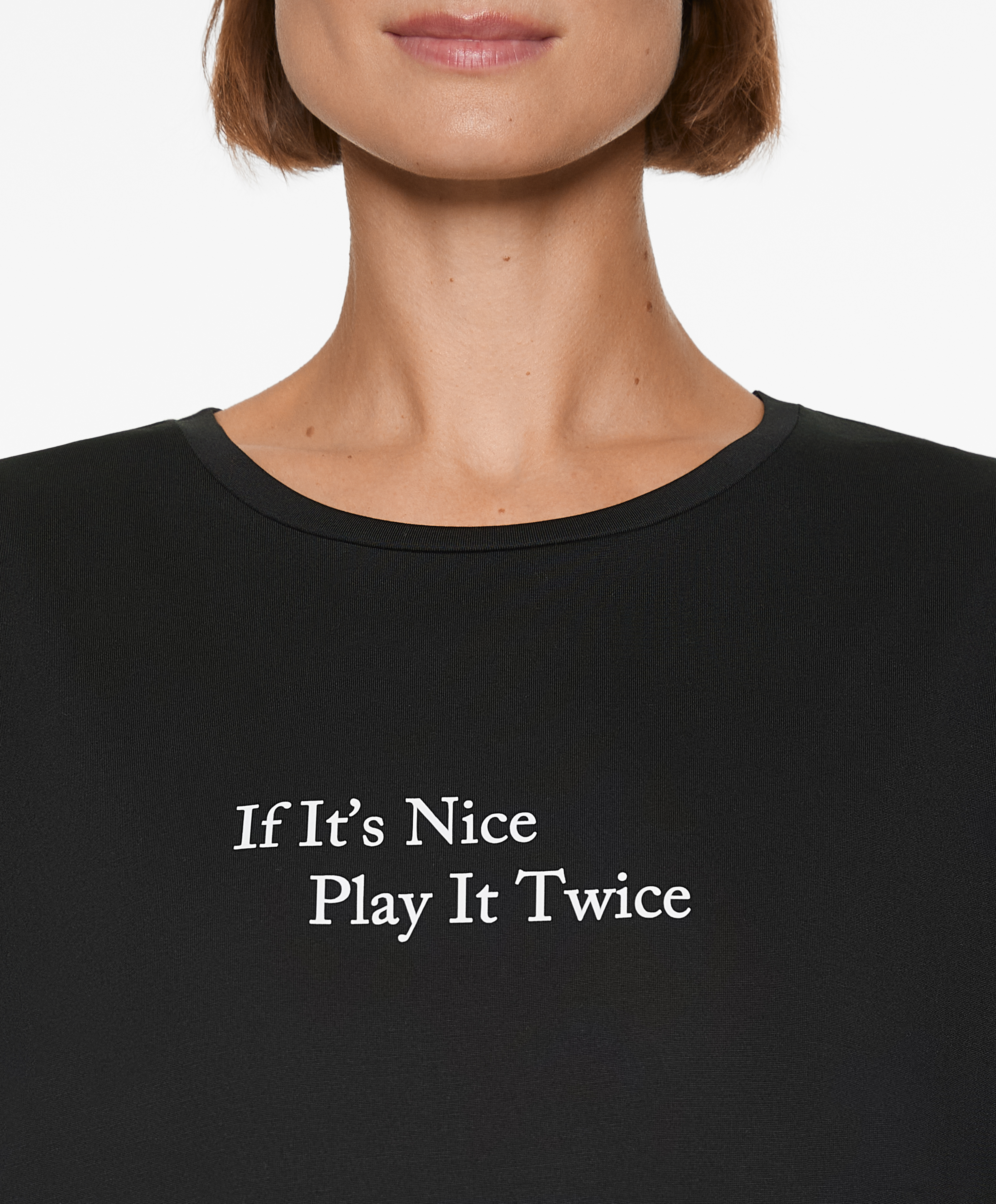 OYSHO Modal blend short-sleeved slogan T-shirt