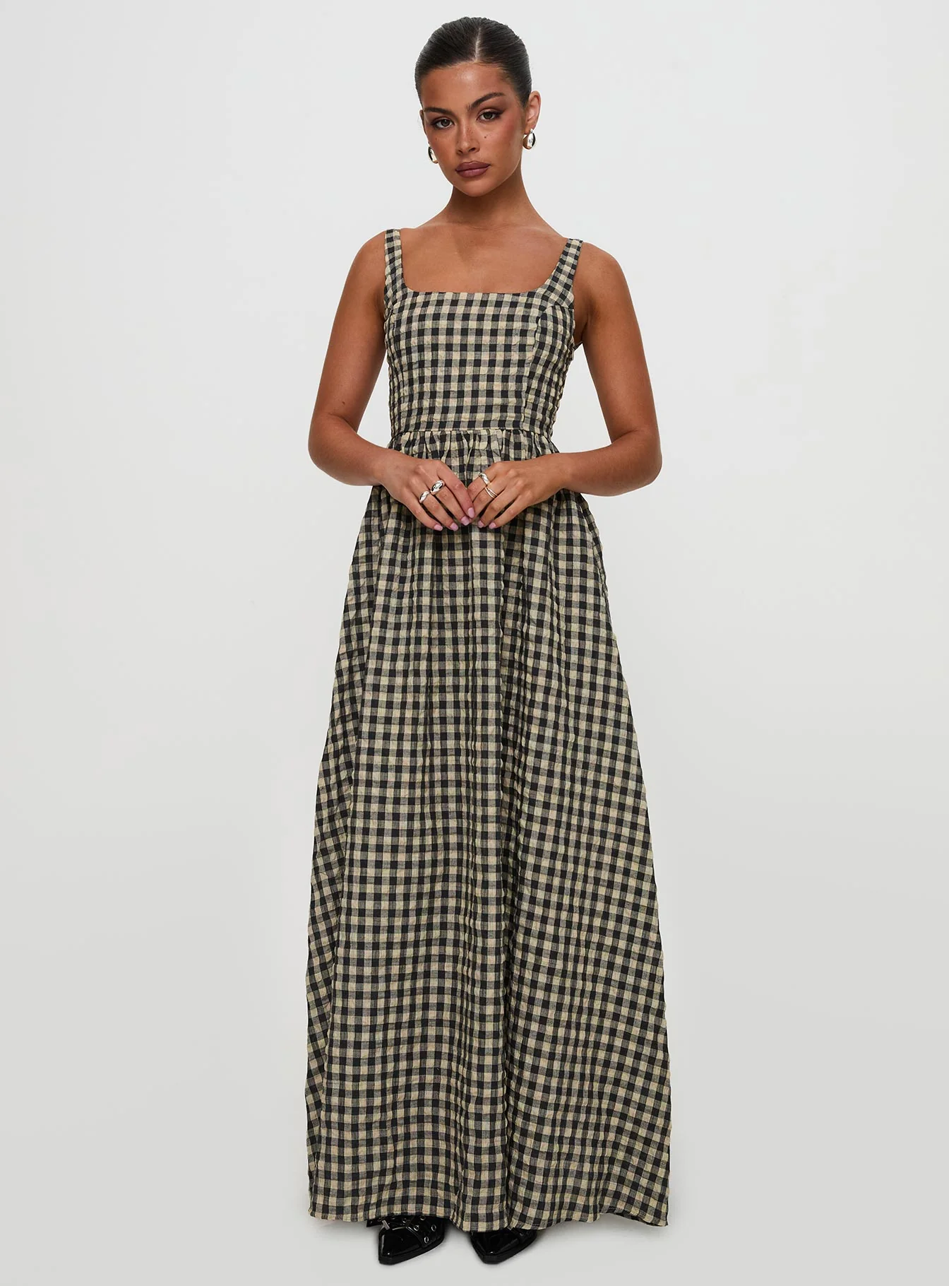 Cartmel Check Maxi Dress Black / Cream Tall