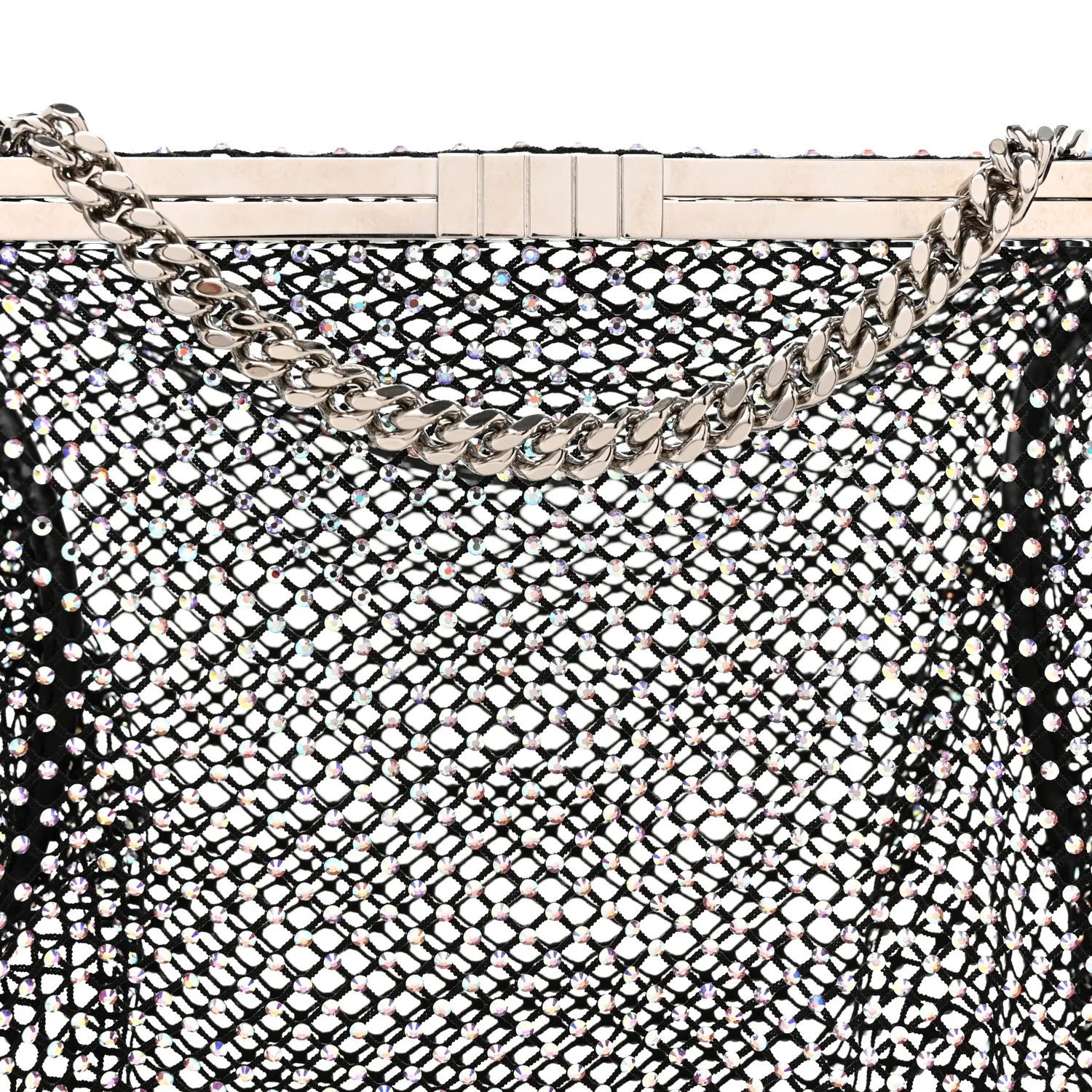Mesh Crystal Medium Fanny Shoulder Bag Black - Top Club