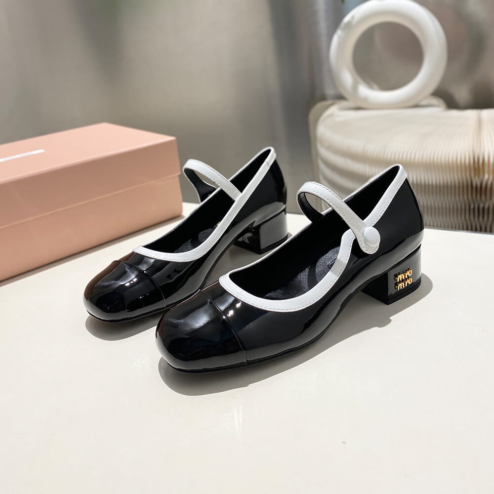MiuMiu Two-tone patent leather Mary Jane pumps - Top Club