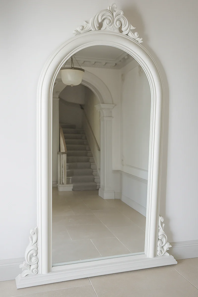 Baroque mirror white H. 130 cm - Baroque style wall mirror
