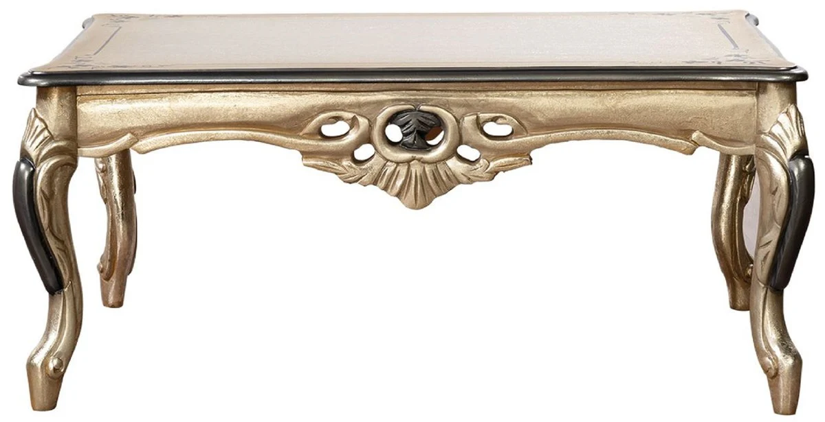 Luxury Baroque Coffee Table Gold / Black - Rectangular Baroque Style Living Room Table - Baroque Style Living Room Furniture - Baroque Furniture - Luxury Furniture in Baroque Style - Noble & Magnificent