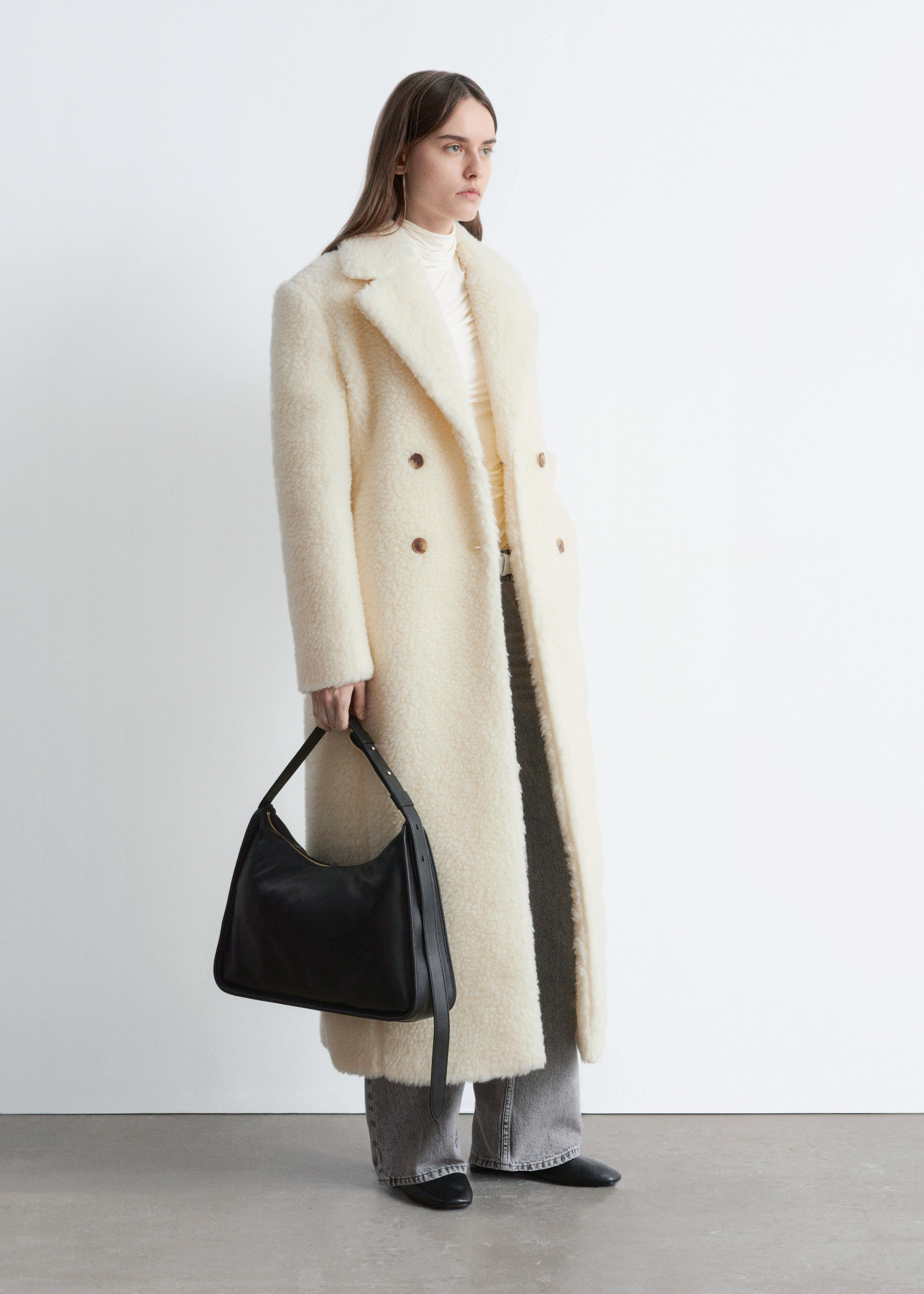 & Other Stories WOOL SHEARLING MAXI COAT