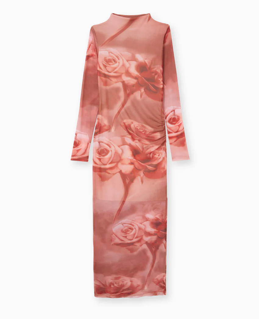 Pimkie Robe longue en maille résille motif roses