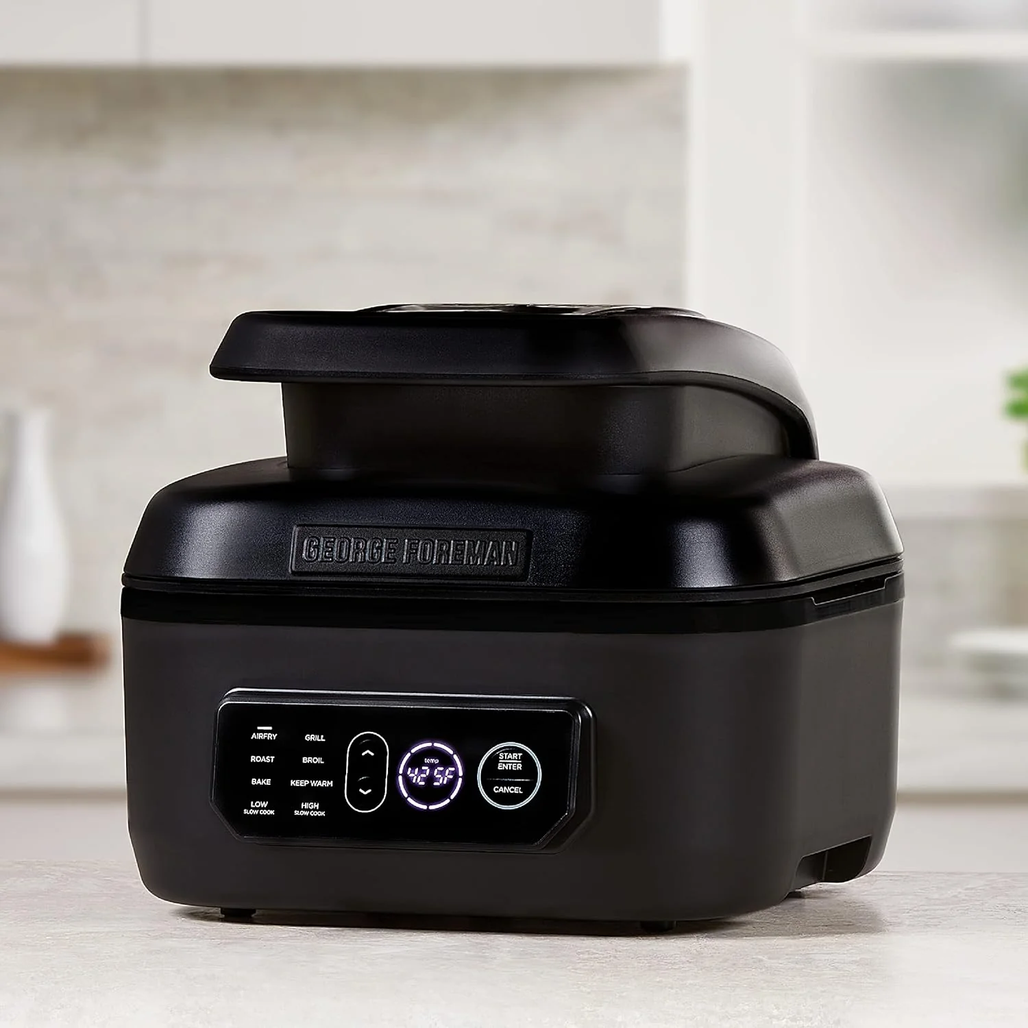 George Foreman Beyond Grill�?7-in-1 Electric Indoor Grill with Air Fry Technology, MCAFD800D, Black, Large
