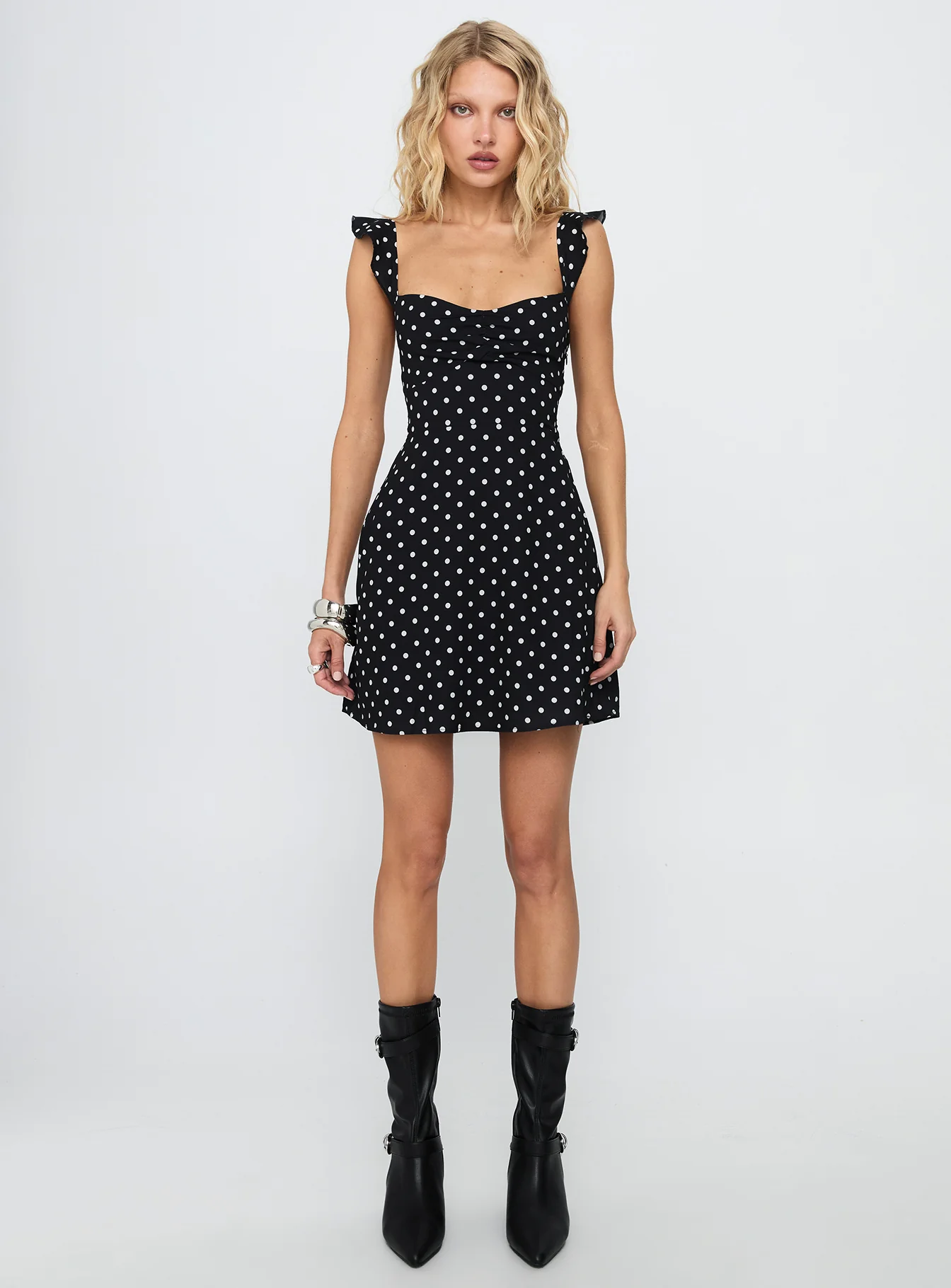 Landon Mini Dress Black / Polka Dot
