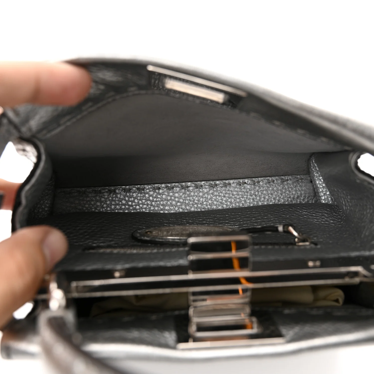 Cuoio Romano Lux Selleria Mini Peekaboo Iconic Satchel Argento - Top Club