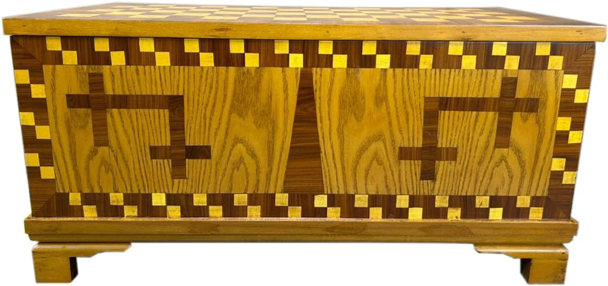 Chest chest of drawers 1940s museum replica replica 102 x 52 x H 50 cm - brown inlays antique style furniture Berlin chest Art Deco