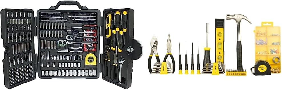 Stanley, 73795, Cassetta Porta Attrezzi, 210 Pz., Cromata, Lucida & Stmt0-74101 Kit 38 Utensili Per La Casa Con Borsa