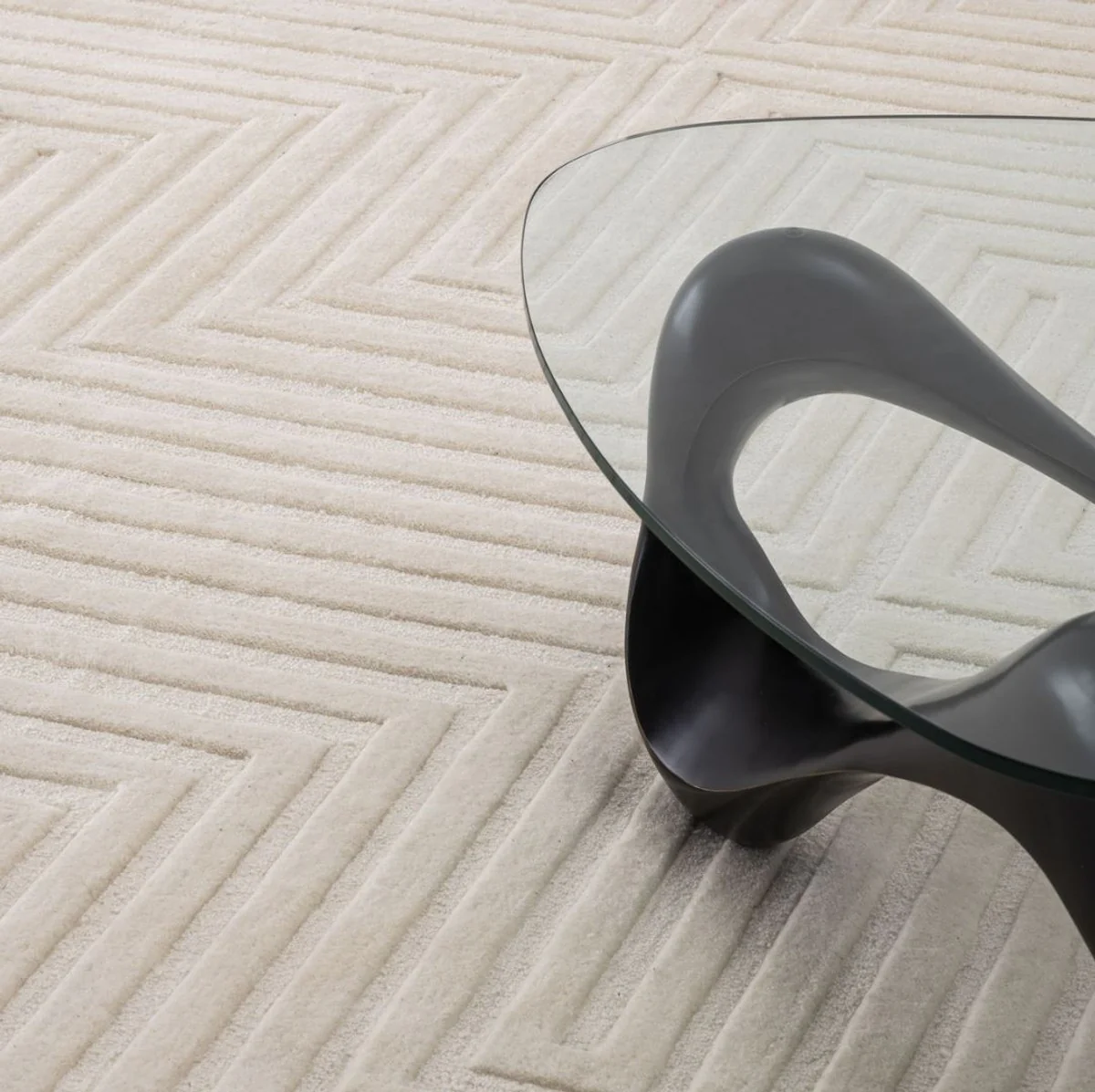 Luxury Living Room Wool Rug Ivory Color - Various Sizes - Hand Tufted Cotton Rug - Living Room Decoration