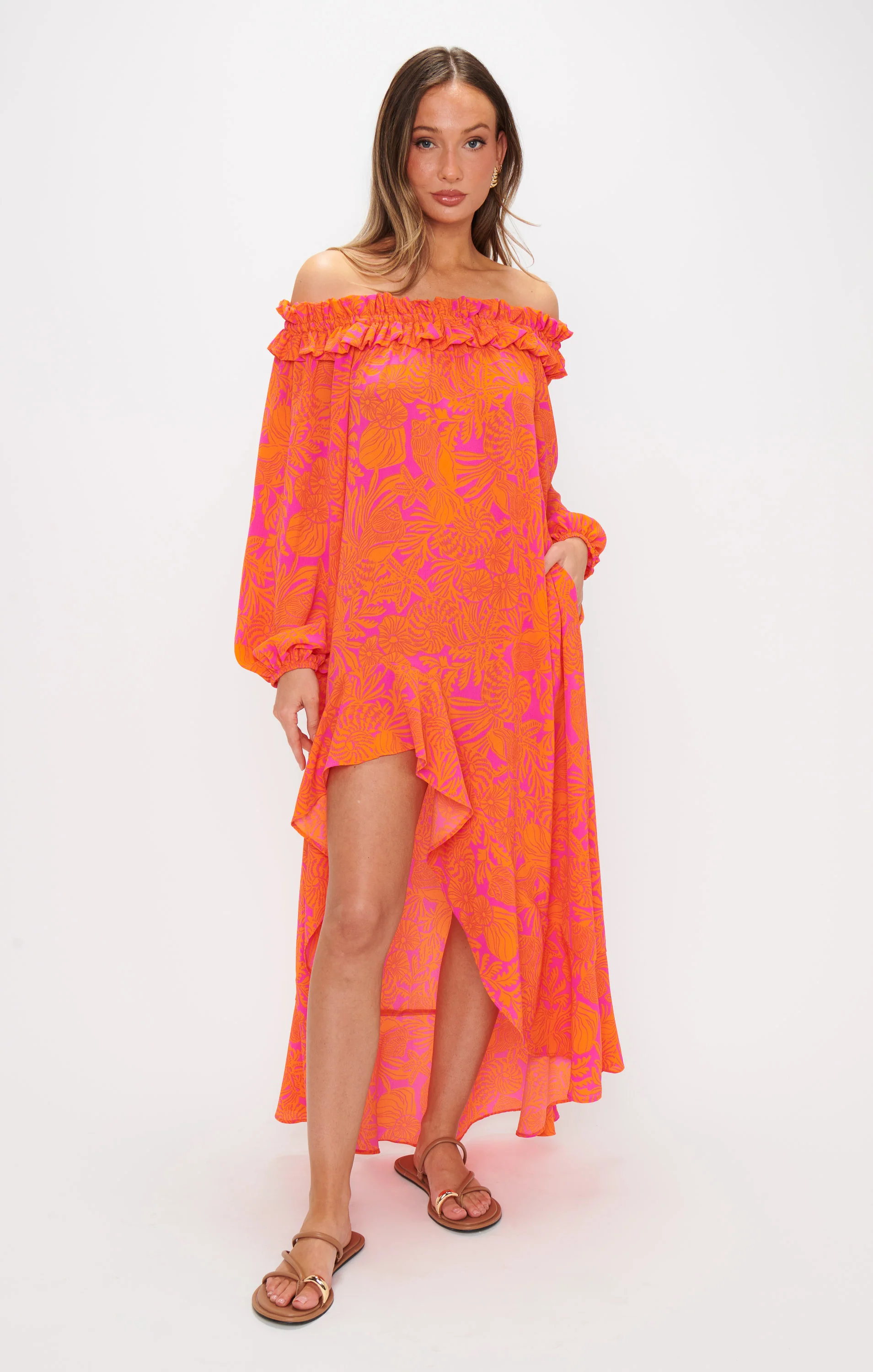 Bobbi Maxi Dress ~ Fuchsia Shells Pebble