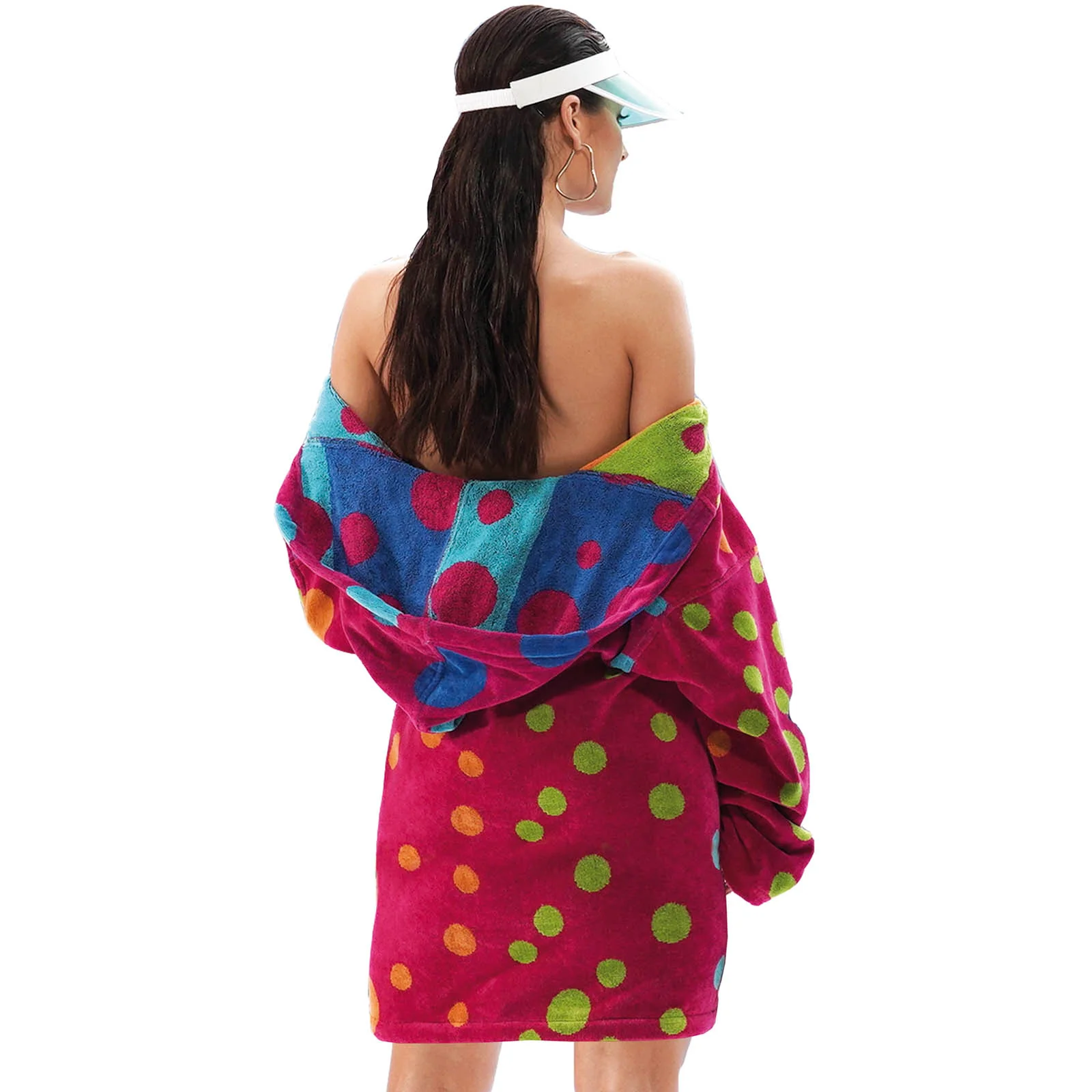 Accappatoio Con Cappuccio In Spugna Pois Tg. L Fuxia Mirabello