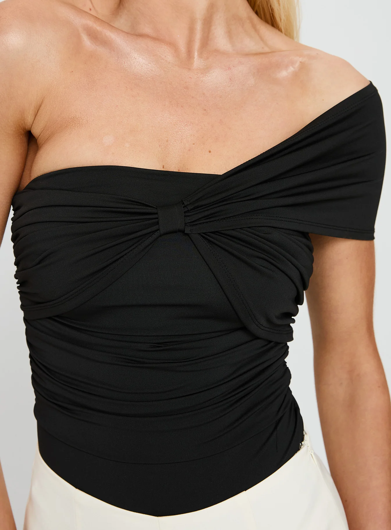 The Real Thing One Shoulder Bodysuit Black