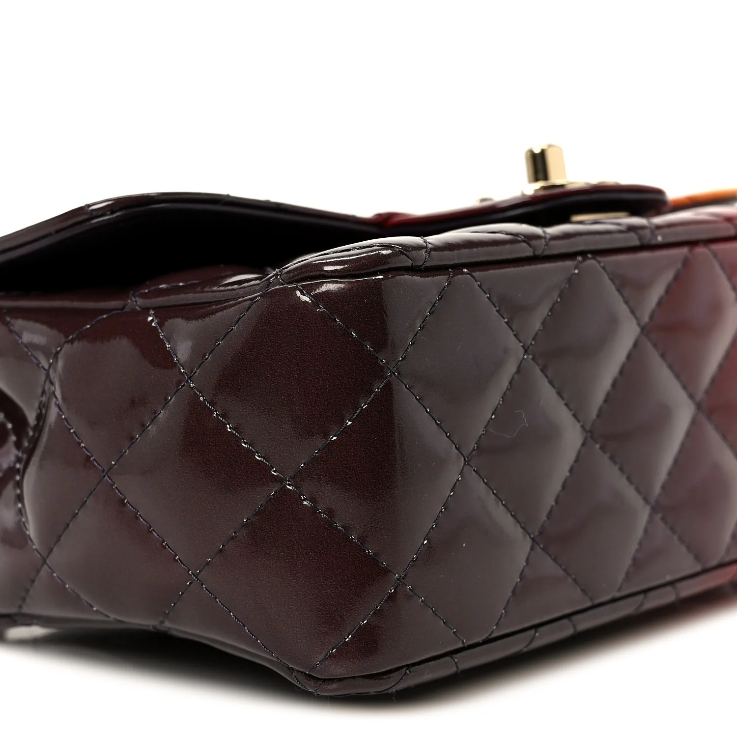 Shaded Patent Calfskin Quilted Mini Rectangular Flap Red Yellow Dark Purple - Top Club