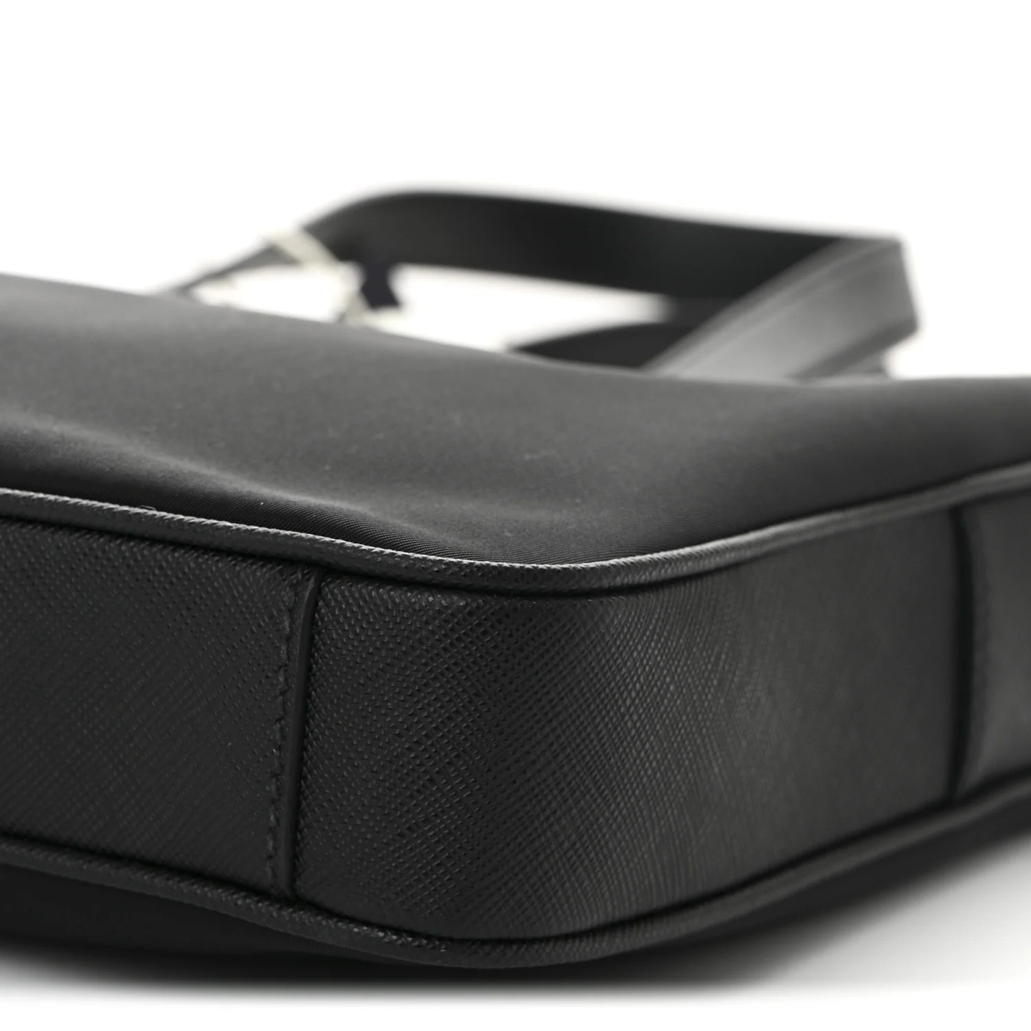 Re-Nylon Saffiano Metal Triangle Logo Briefcase Black - Top Club