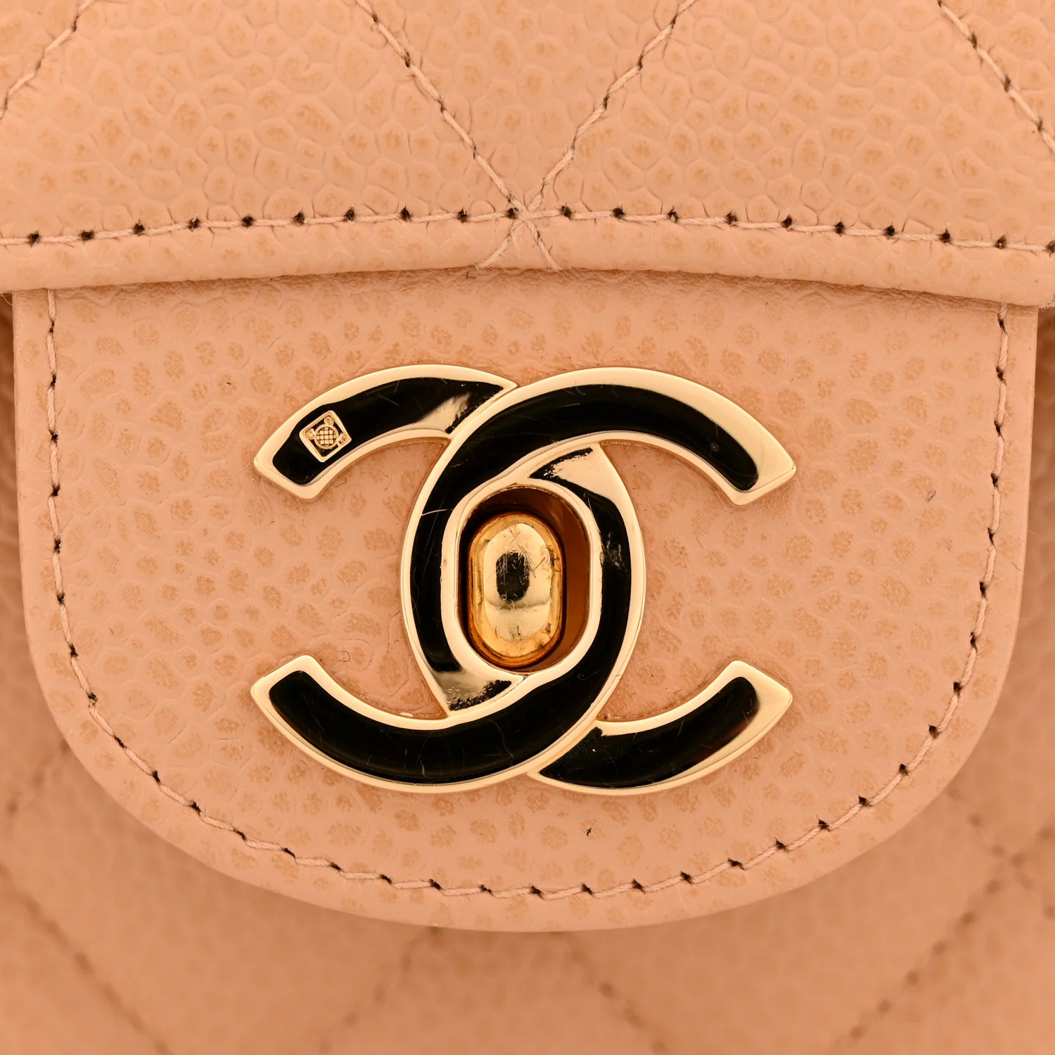 Caviar Quilted Medium Double Flap Beige Clair - Top Club