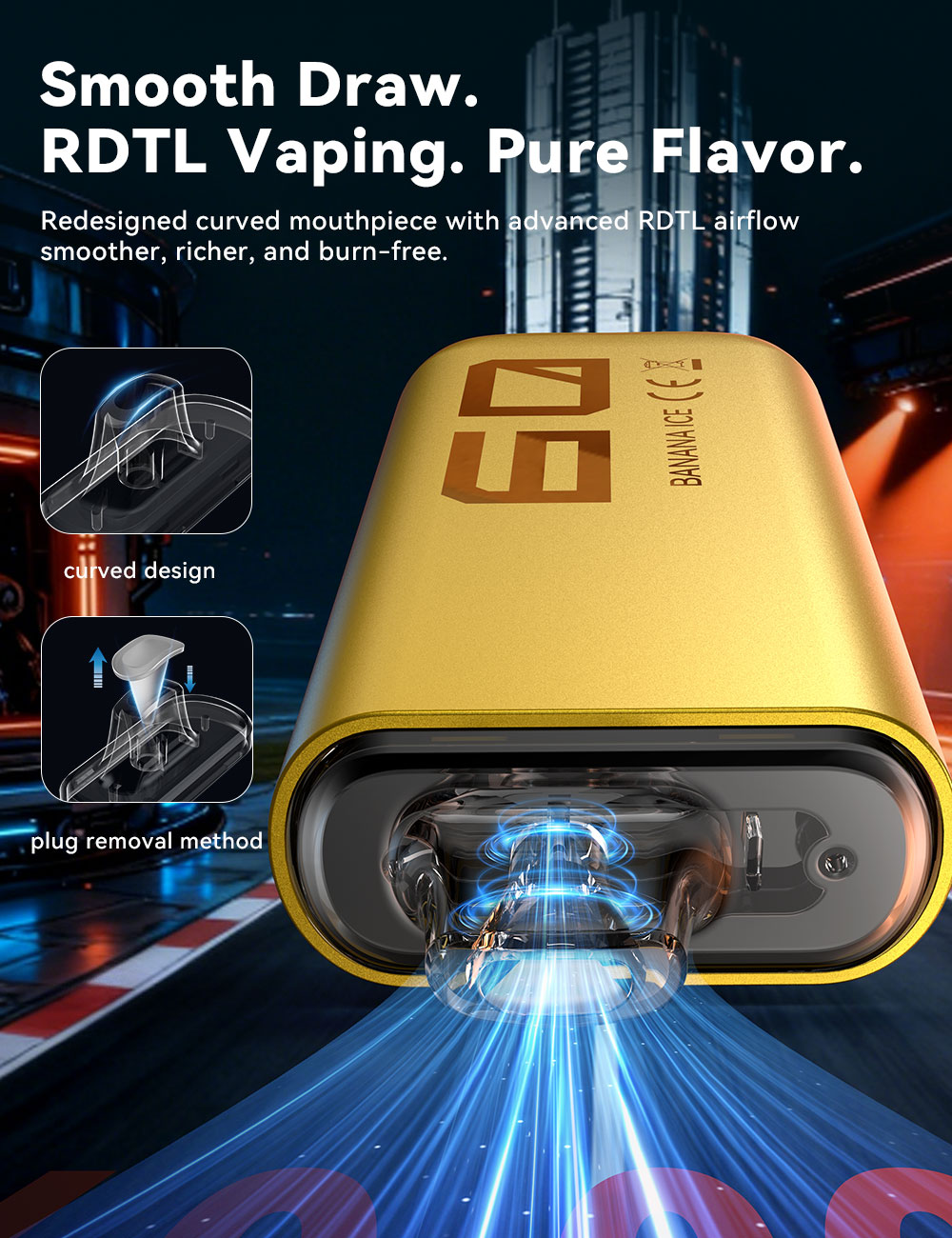 VAPEPIE PRO 40 000 potahů &ndash; zakřiven&yacute; n&aacute;ustek a airflow