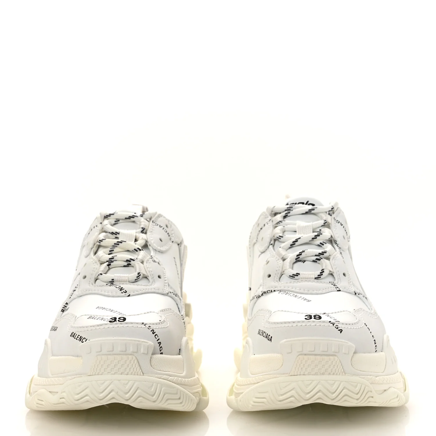 Technical Fabric Allover Logo Womens Triple S Sneakers 39 White Black - Top Club