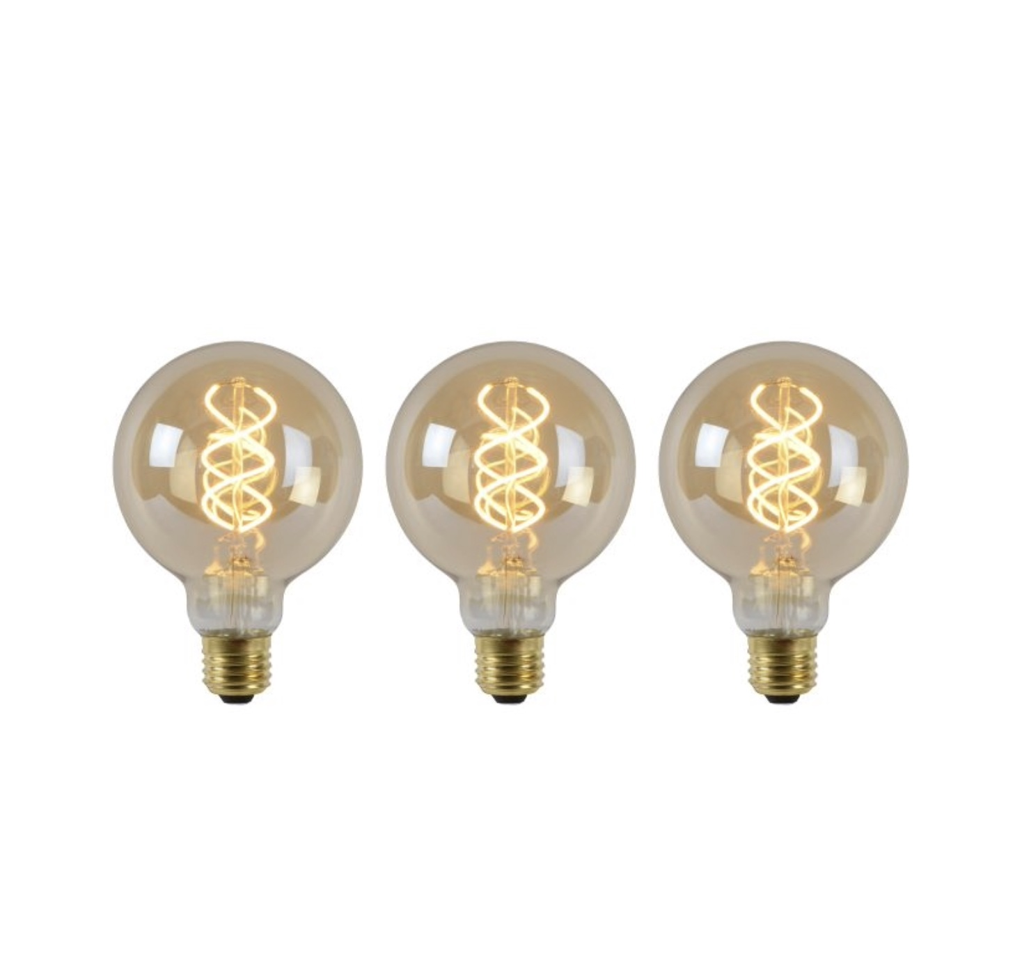 SET - 3X GLOBE 95MM SPIRAAL AMBER