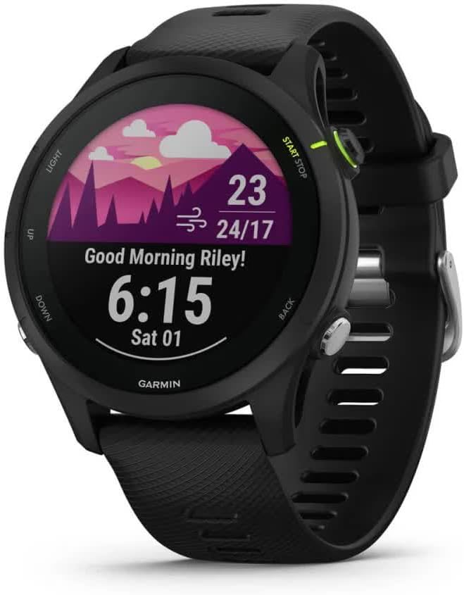 Forerunner 255 Music, Smartwatch, 46mm, GPS multi-band, Cardio, VO2max, Running Power, HRV Status, Piani gratuiti 5K, 10K e 21K, Memoria per Musica (Black)