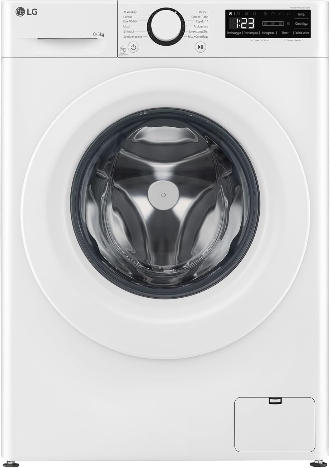 AI DD D2R3S08AIDD Lavasciuga Slim 8 / 4kg Serie R3 Classe A-10%/E, Lavatrice e Asciugatrice Insieme, 1200 giri, Eco Hybrid, Allergy Care, Direct Drive, Motore Inverter Direct Drive, Bianca