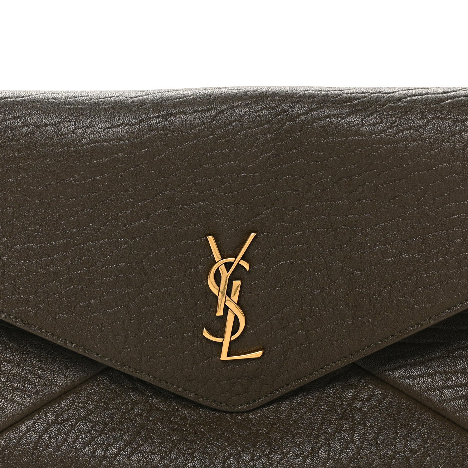 Grained Lambskin Large Cassandre Envelope Pouch Light Musk - Top Club