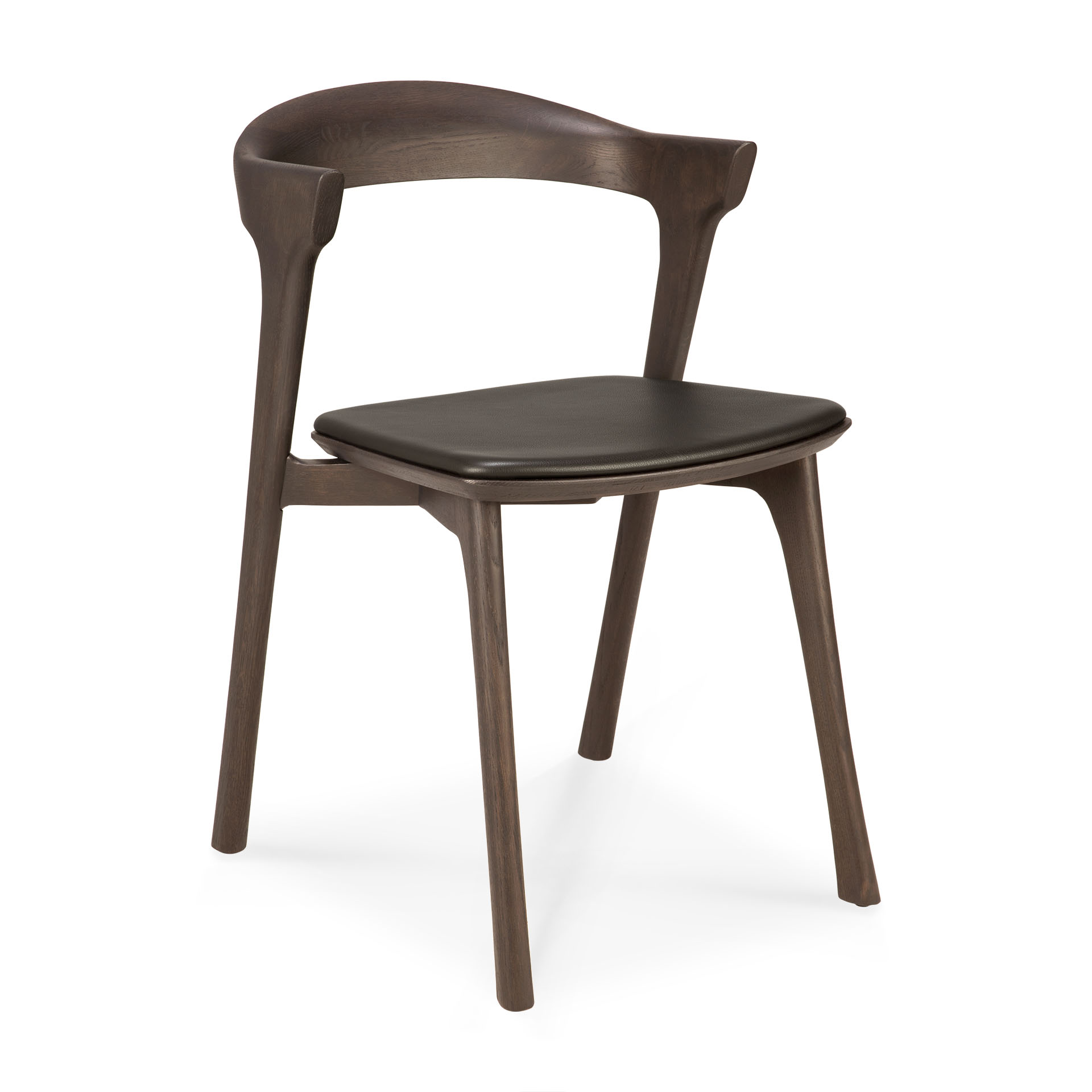 Bok stoel - eiken bruin - bruin leer