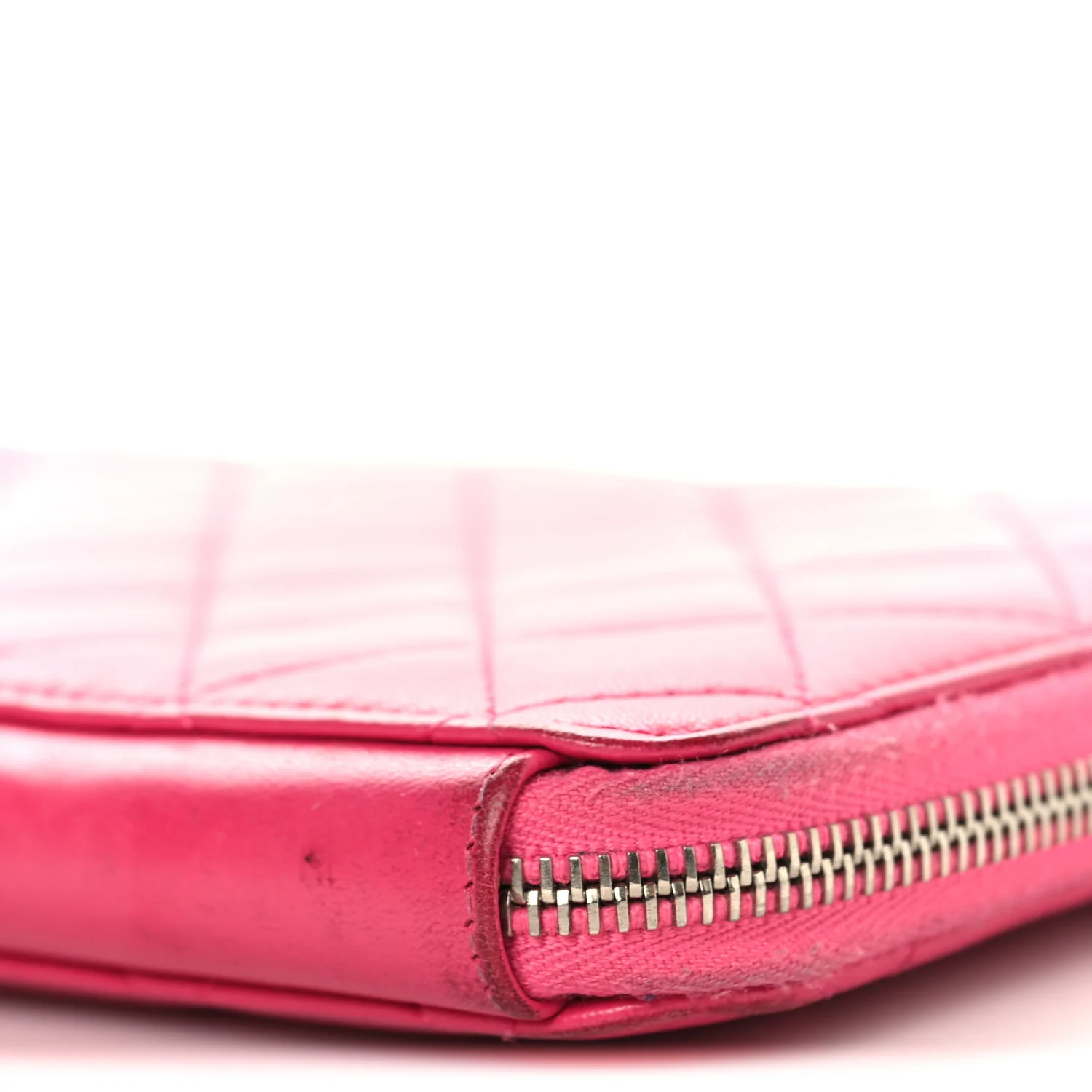 Lambskin Quilted Large Zip Around Organizer Wallet Pink - Top Club
