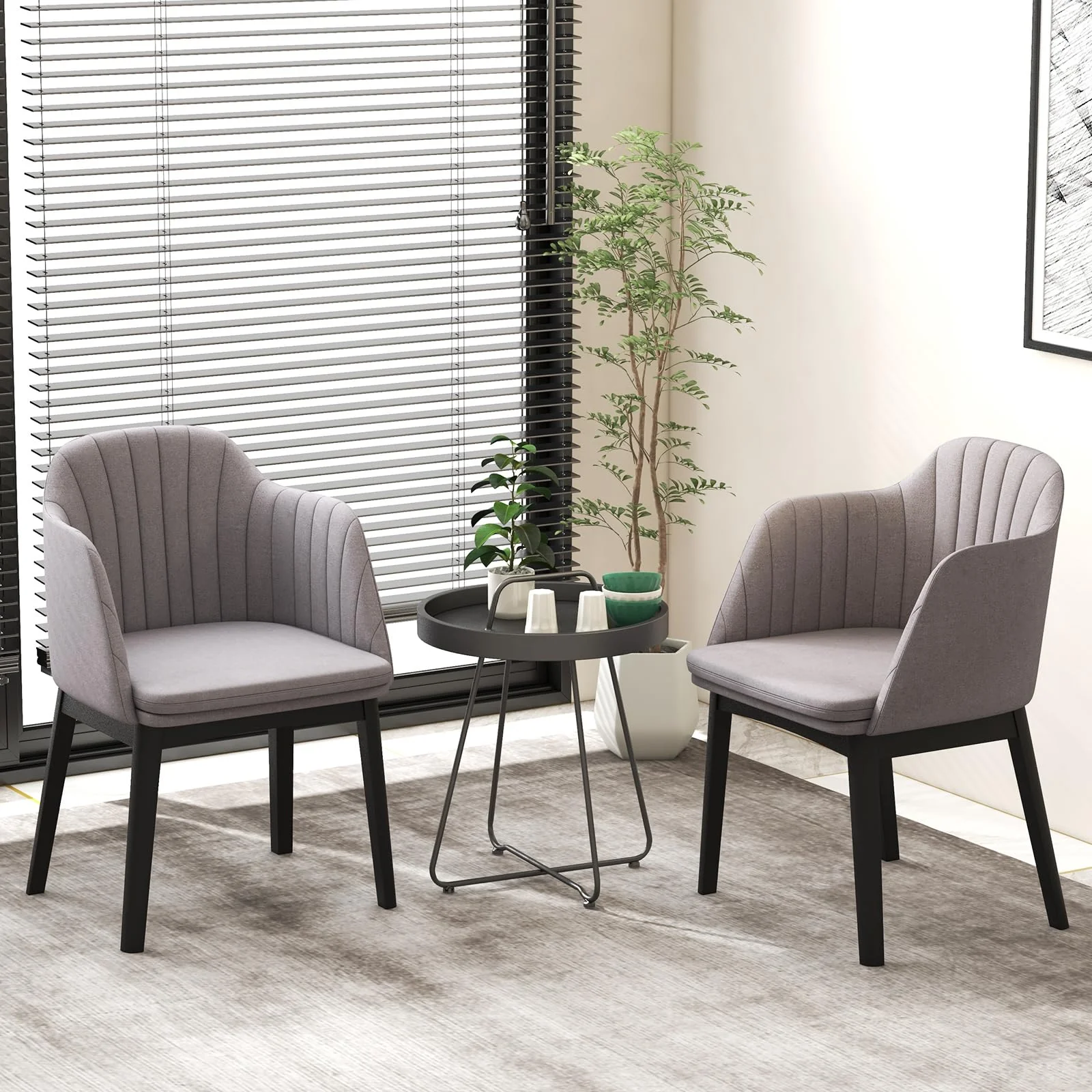 BEFOUNDLOVELY Modern Dining Chairs Set of 2/4, Upholstered Velvet Accent Chairs w/Curved Backrests & Rubber Wood Legs