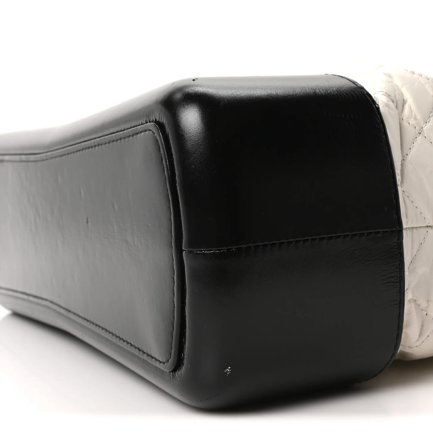 Aged Calfskin Quilted Large Gabrielle Shopping Tote White Black - Top Club