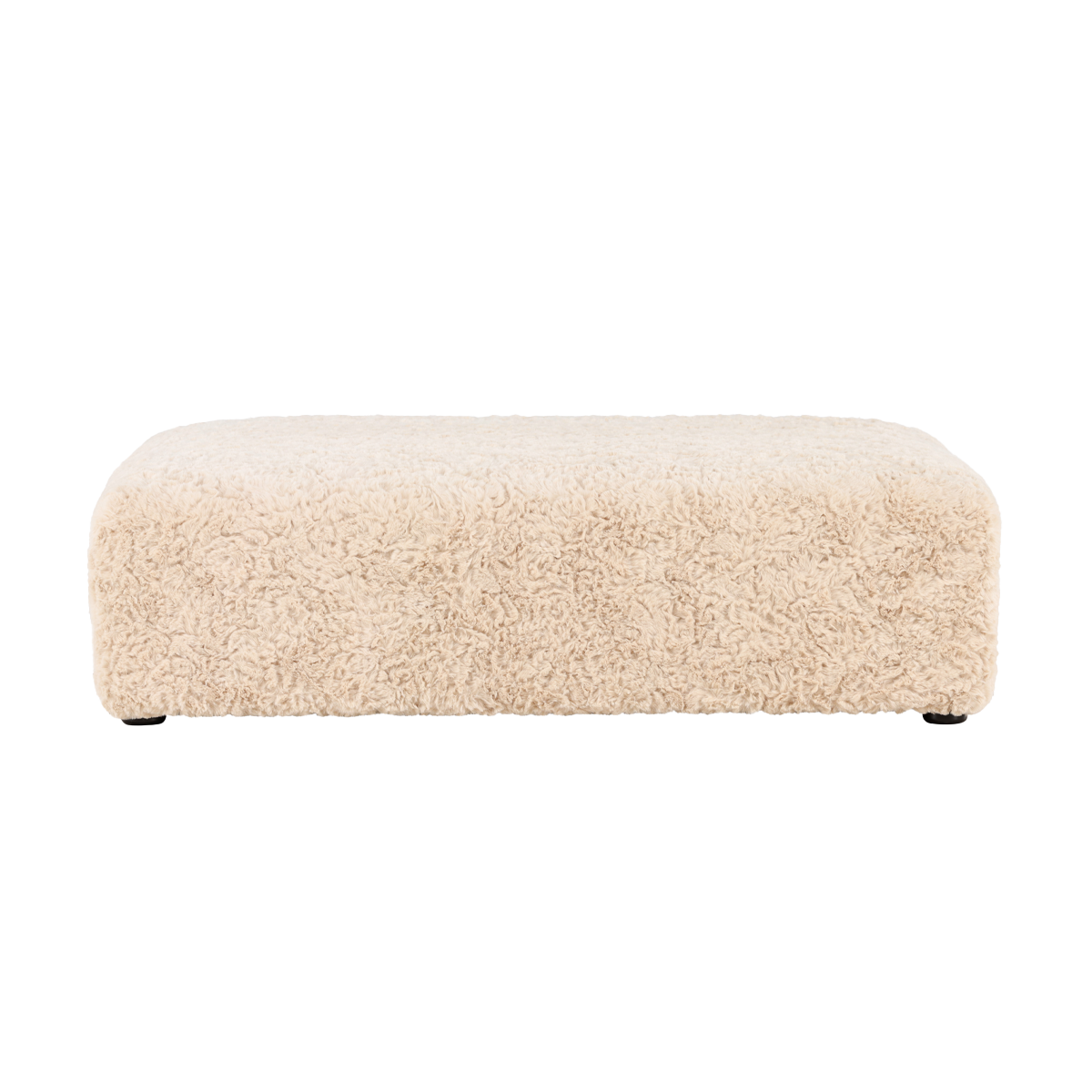 Vierkante schapenvacht poef Erla Beige
