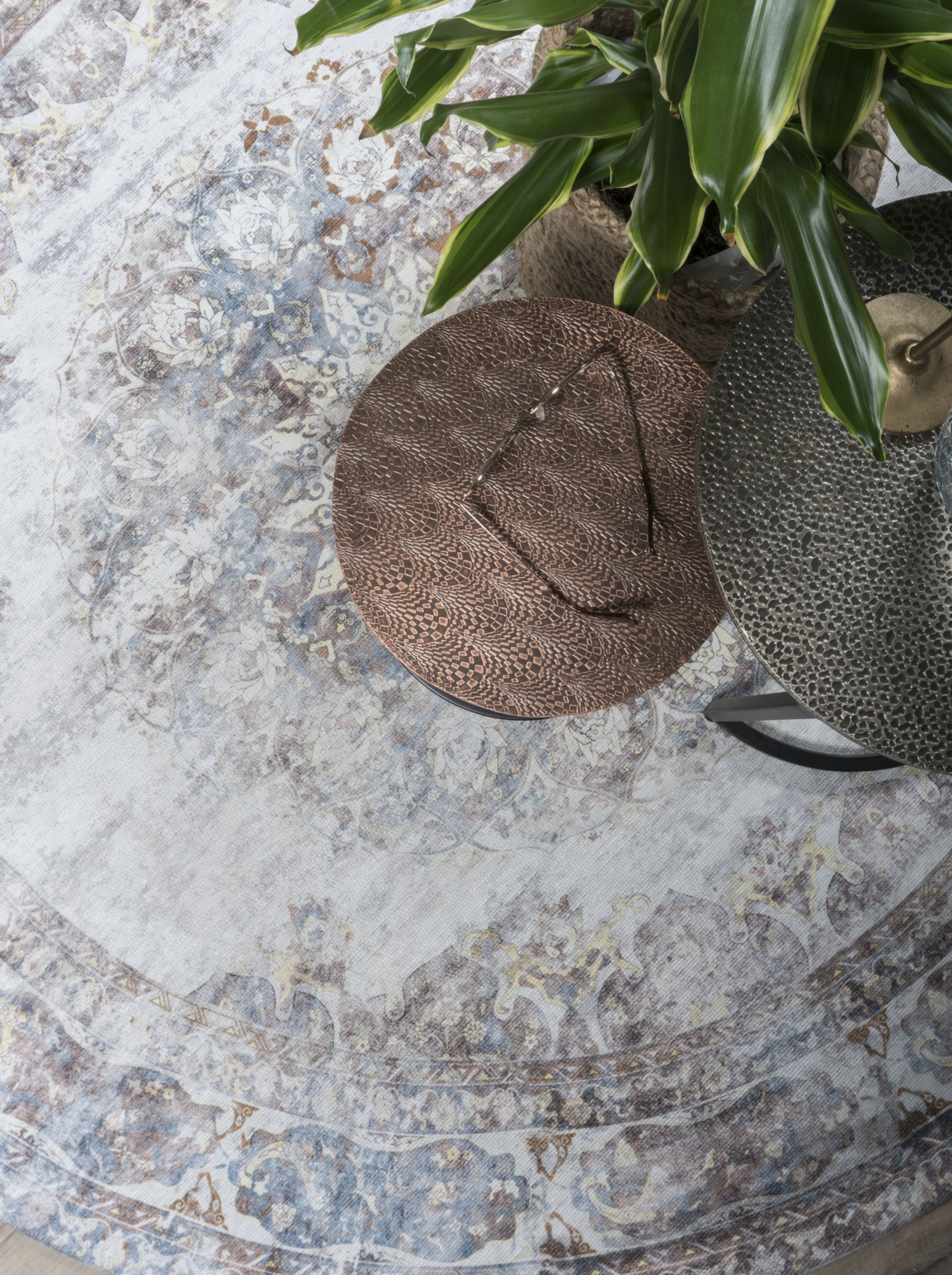 Vloerkleed Viola rond taupe ⌀120 cm