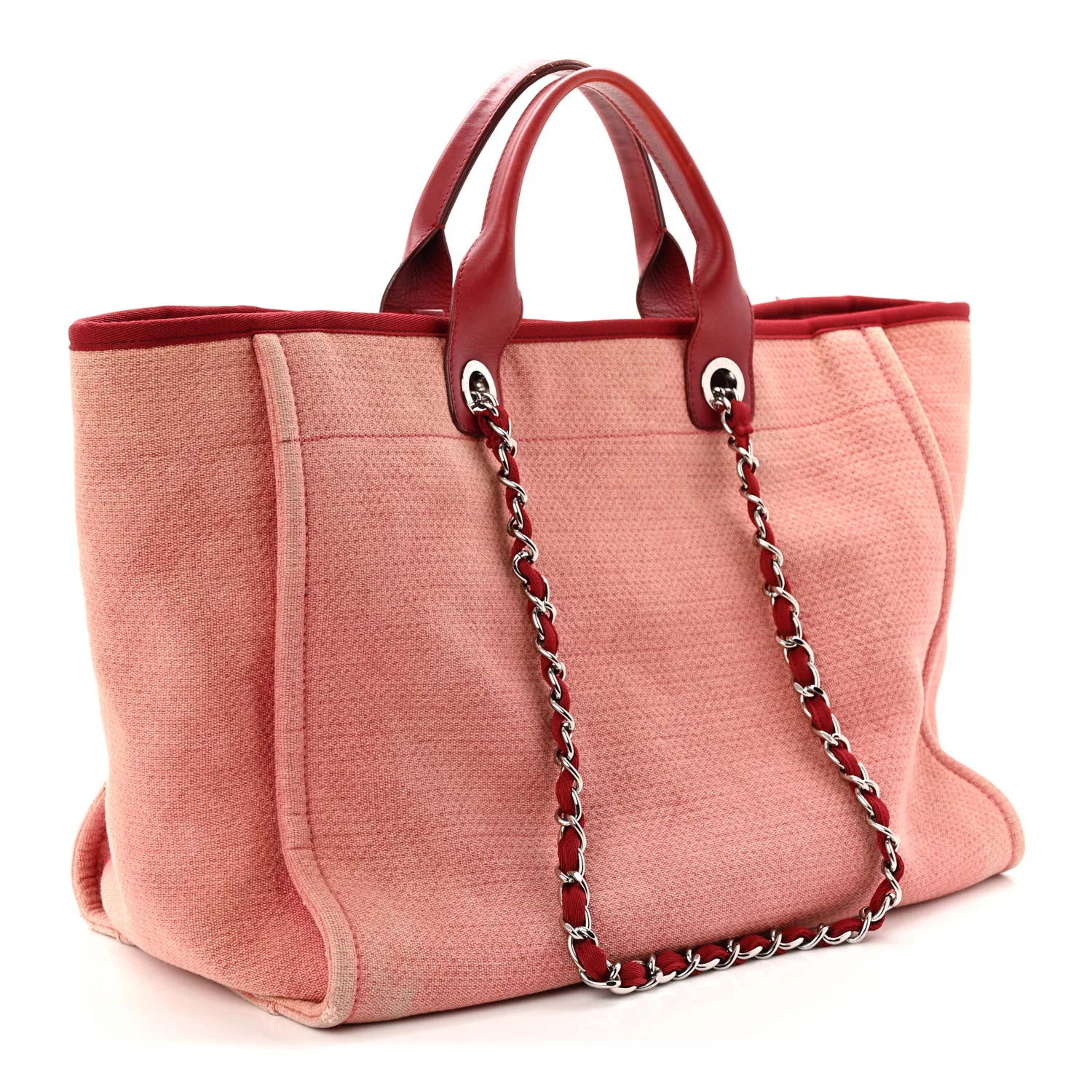 Canvas Medium Deauville Tote Red - Top Club