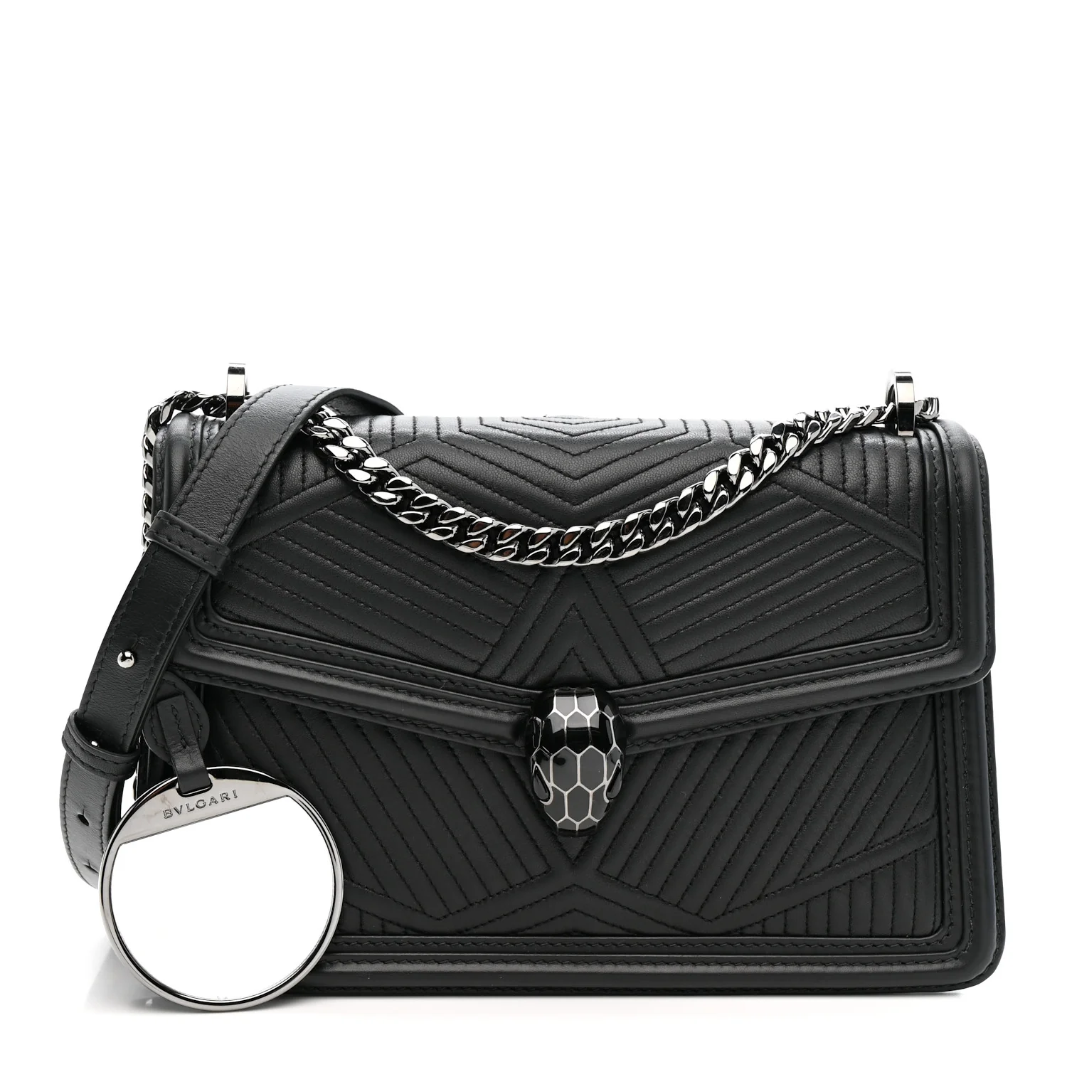 Quilted Nappa Smooth Calfskin Serpenti Forever Diamond Blast Shoulder Bag Black - Top Club