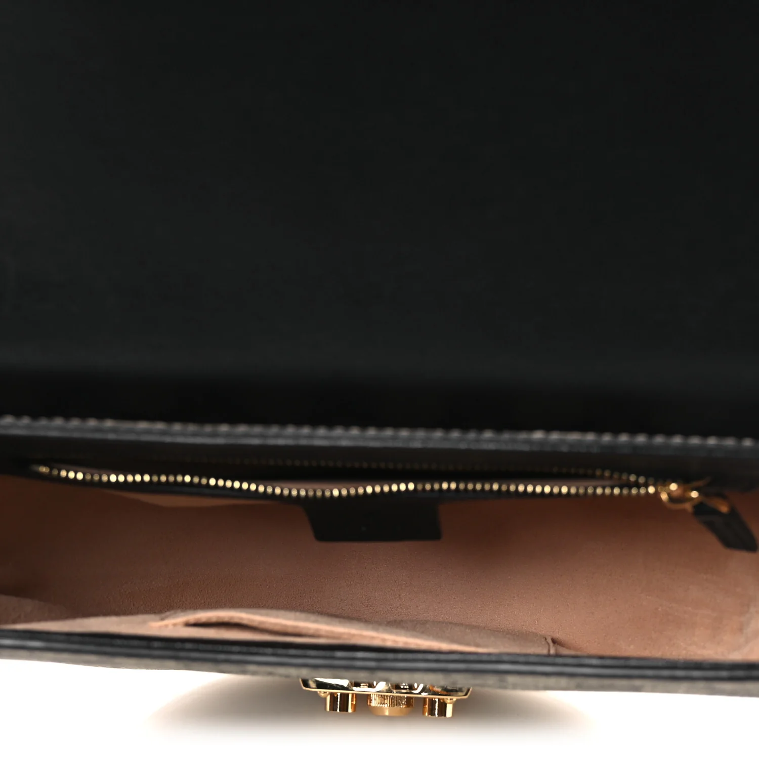 GG Supreme Monogram Calfskin Small Padlock Messenger Shoulder Bag Beige Black Cuir - Top Club