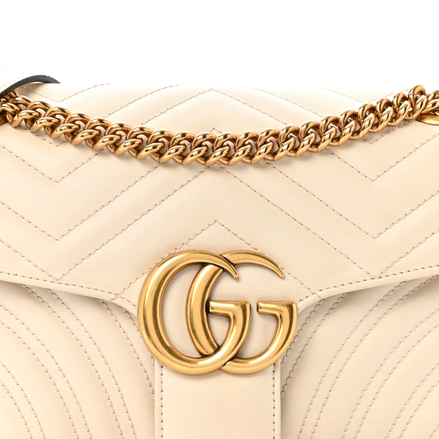 Calfskin Matelasse Small GG Marmont Shoulder Bag White - Top Club