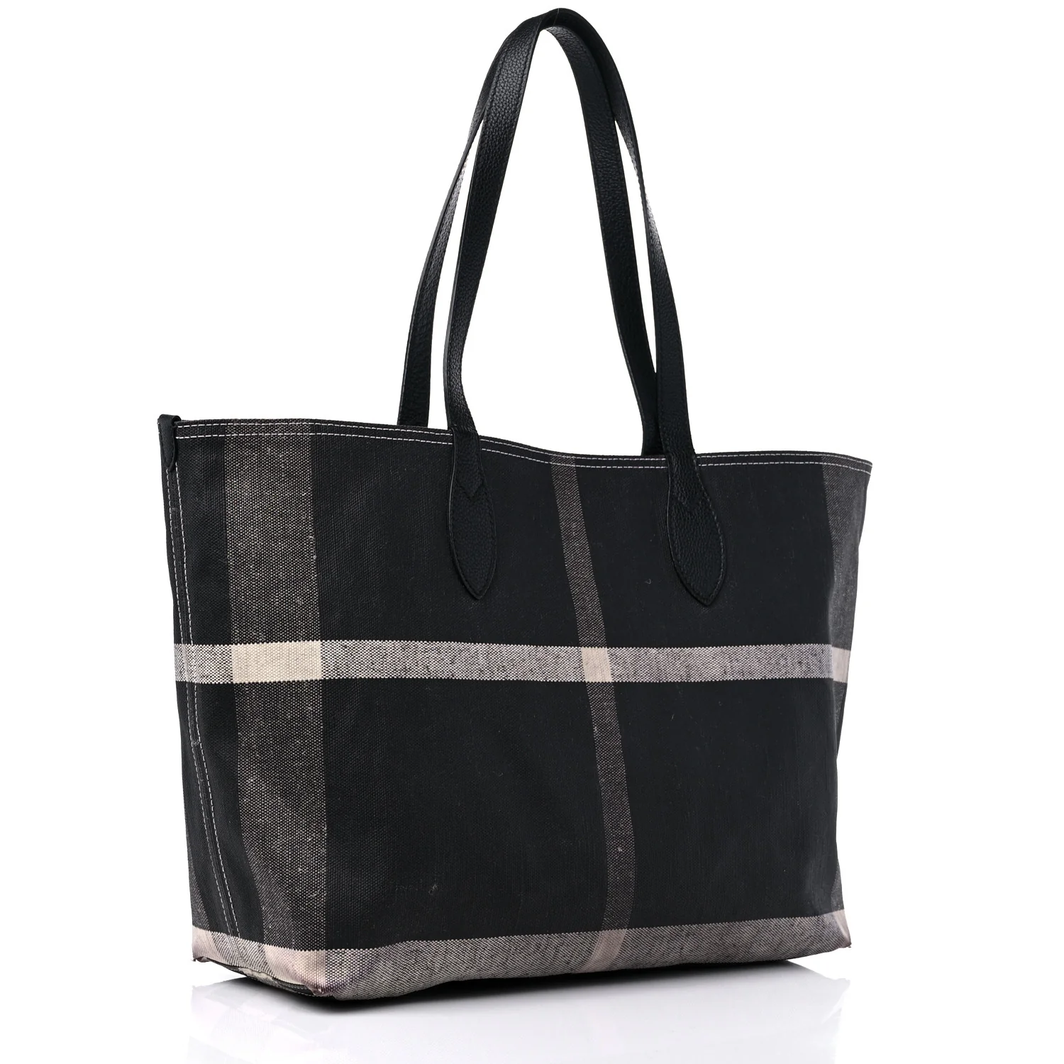 Coated Canvas Mega Check Medium Doodle Tote Black White - Top Club