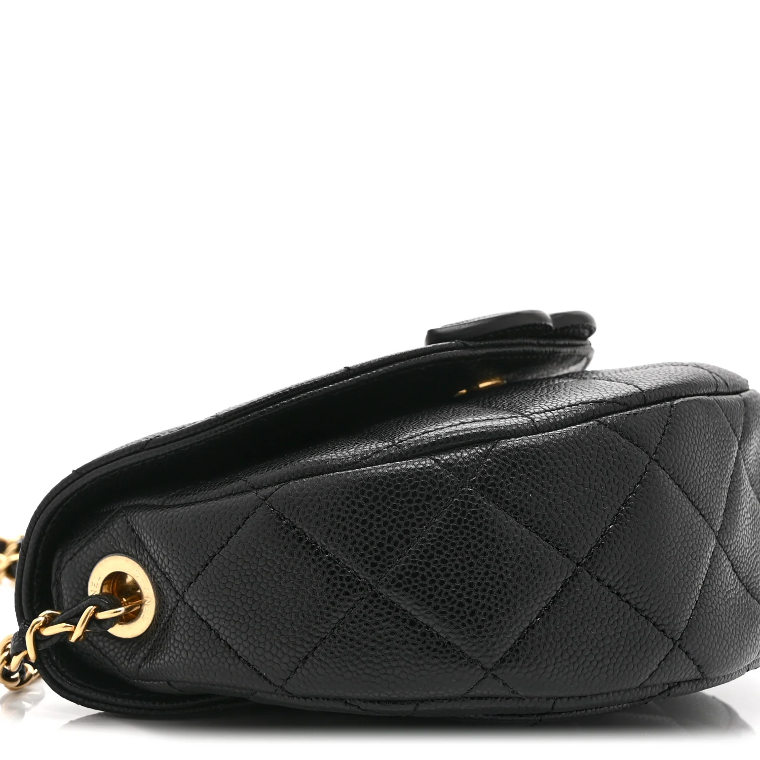 Caviar Quilted Mini Messenger Flap Black - Top Club