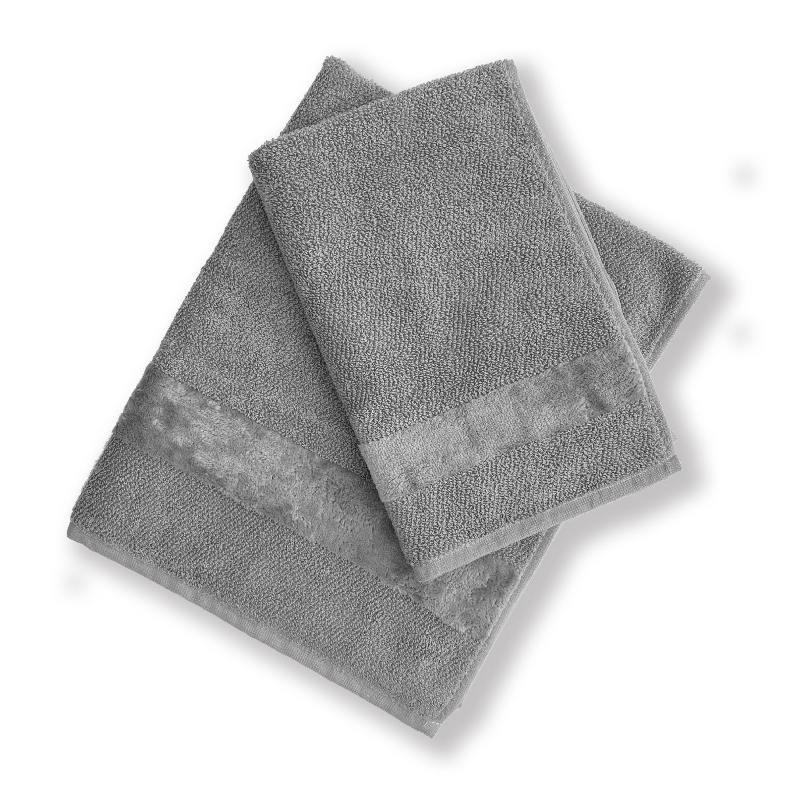 Asciugamano Con Ospite In Spugna New Fyber 40X55+60X100 Grigio Carrara Fyber