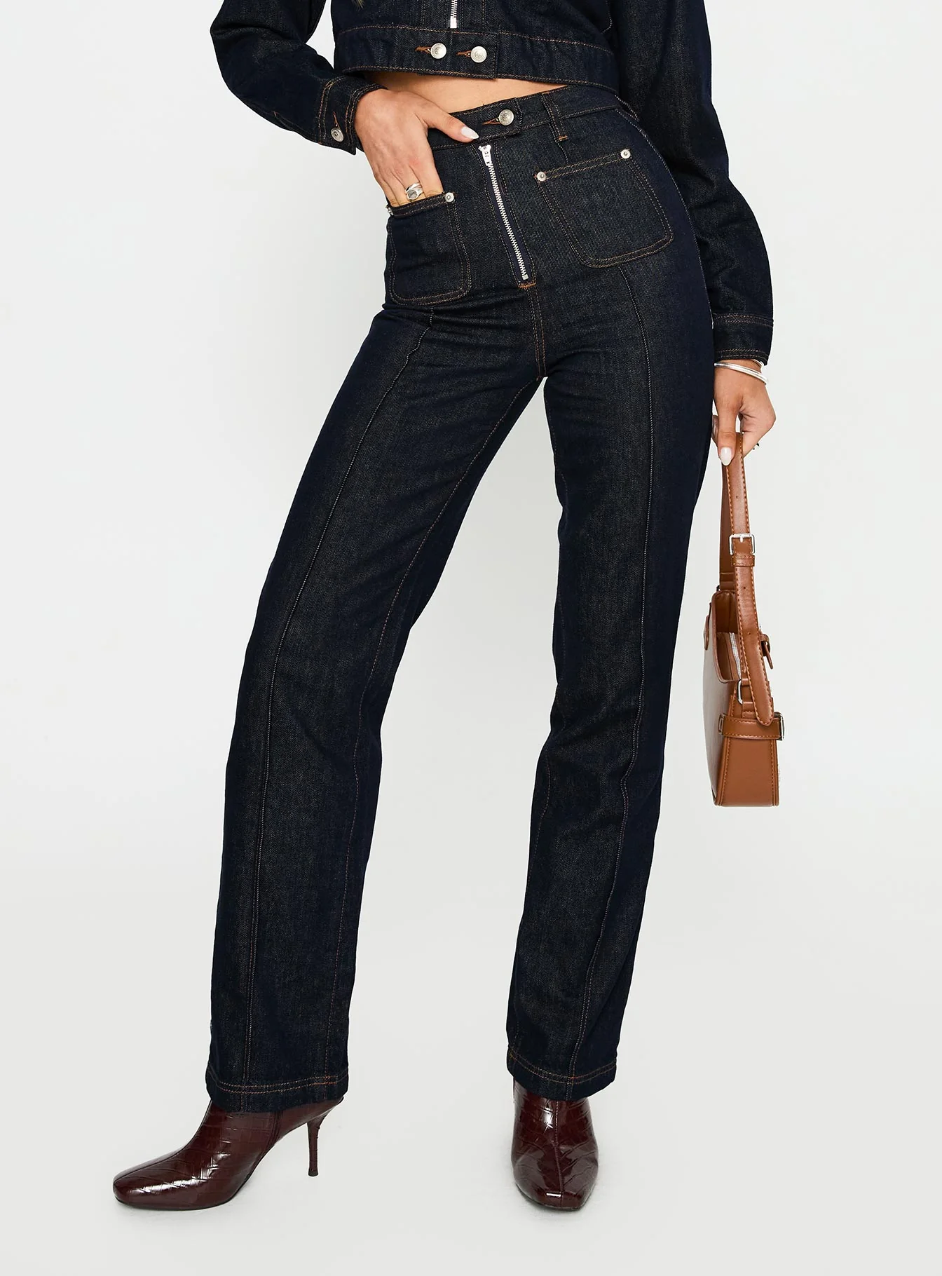 Stallion High Rise Straight Leg Jeans Indigo