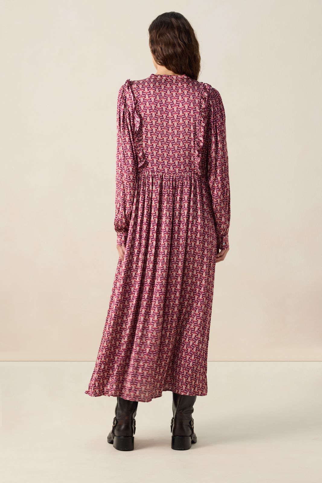 Donkerrode jurk met print