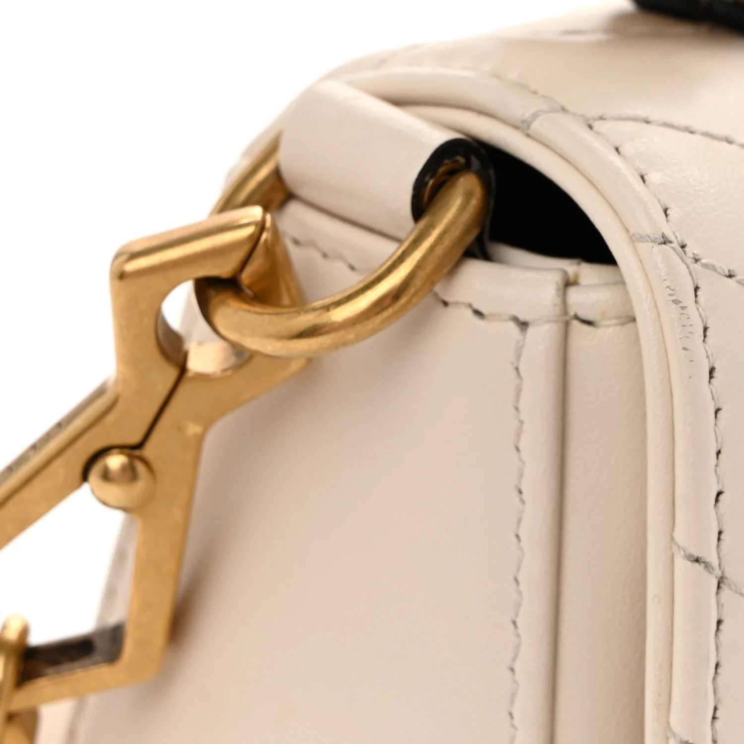 Calfskin Matelasse Mini GG Marmont Top Handle Shoulder Bag White - Top Club