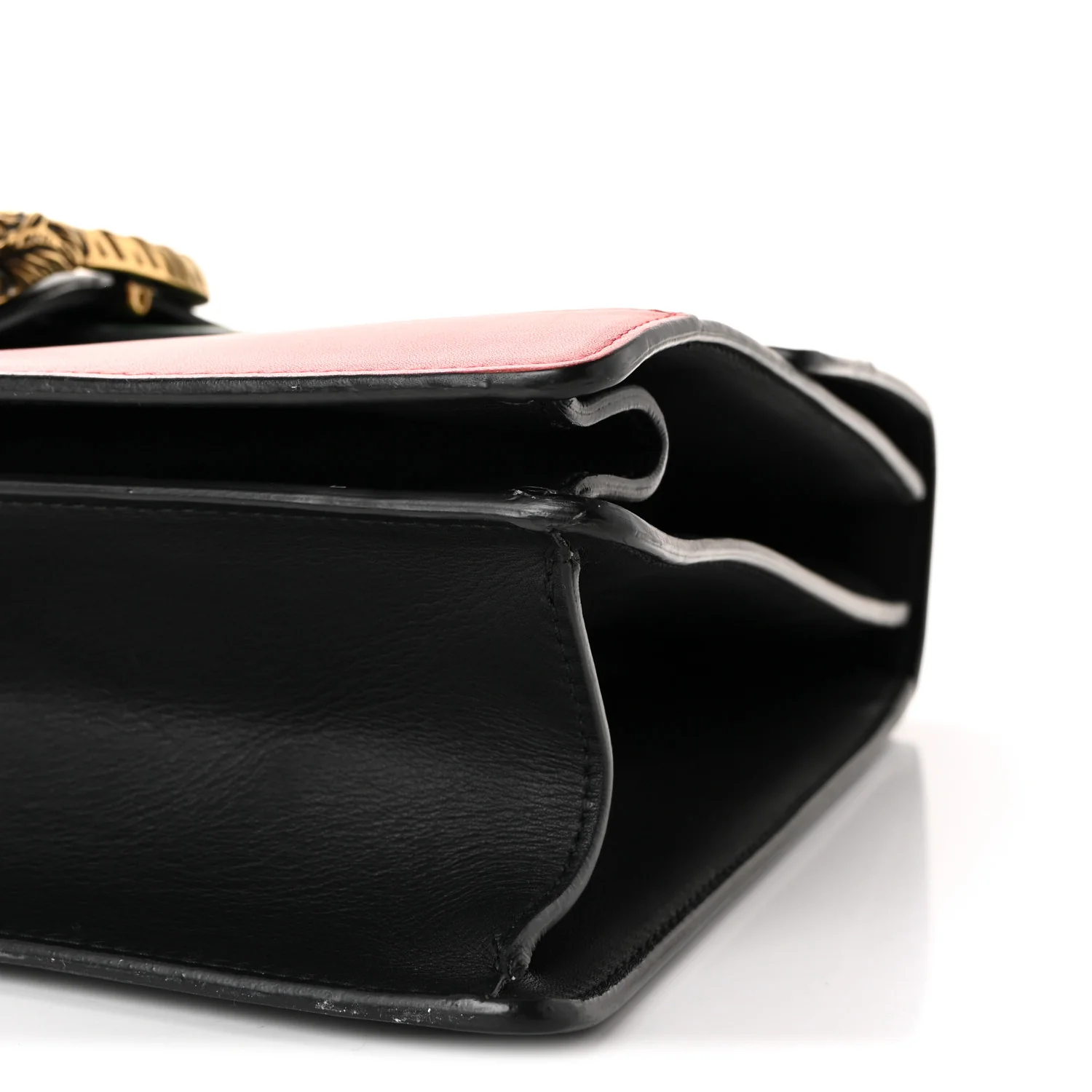 Moon Calfskin Web Large Dionysus Bamboo Top Handle Bag Black Bright Evergreen Hibiscus Red - Top Club