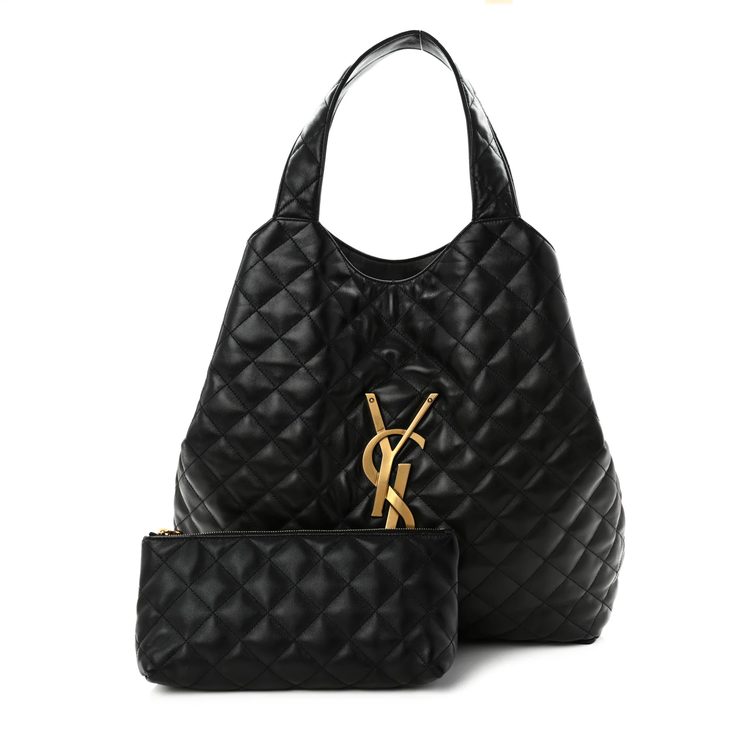 Lambskin Quilted Maxi Icare Shopping Tote Black - Top Club