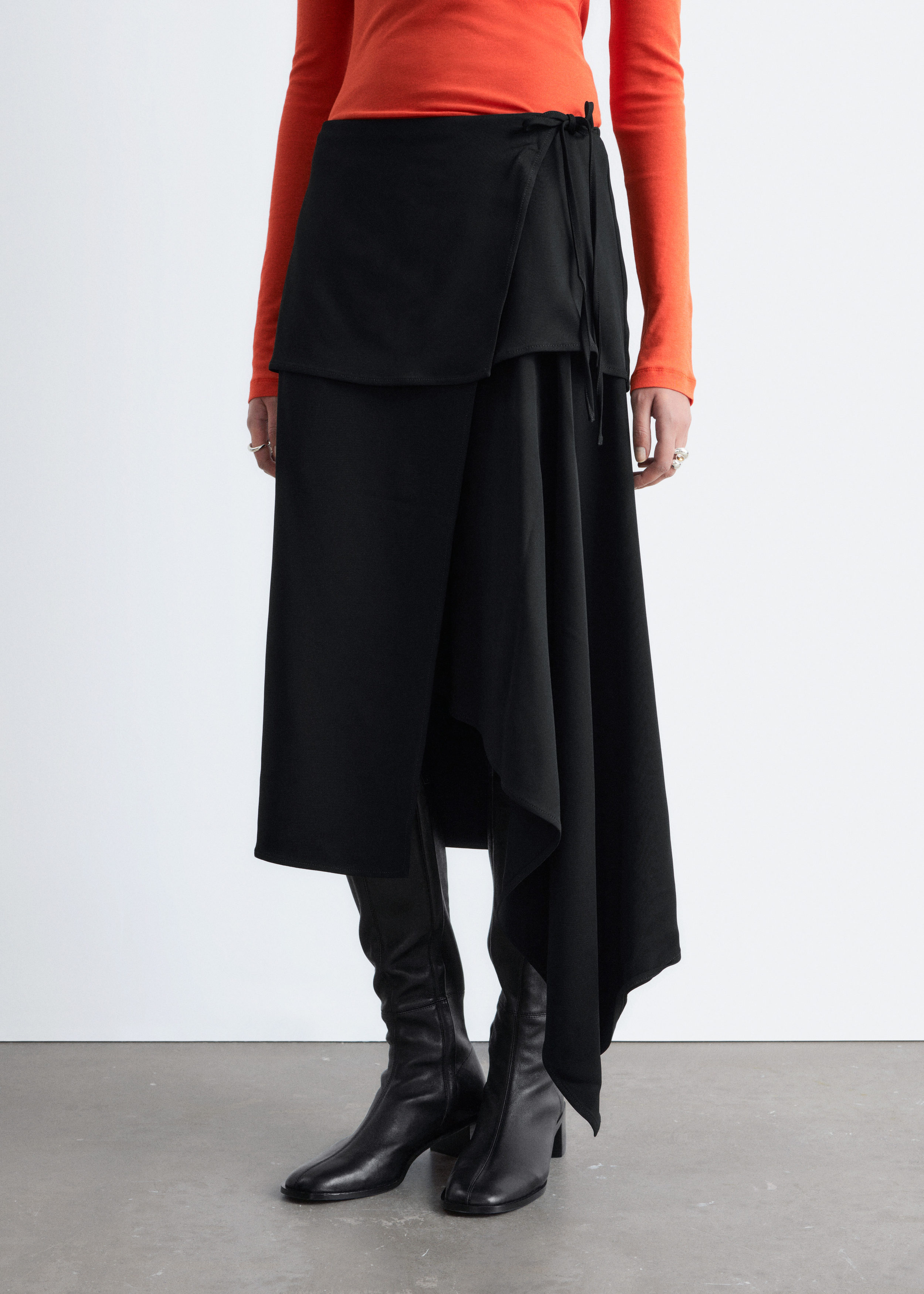 & Other Stories ASYMMETRIC WRAP MIDI SKIRT